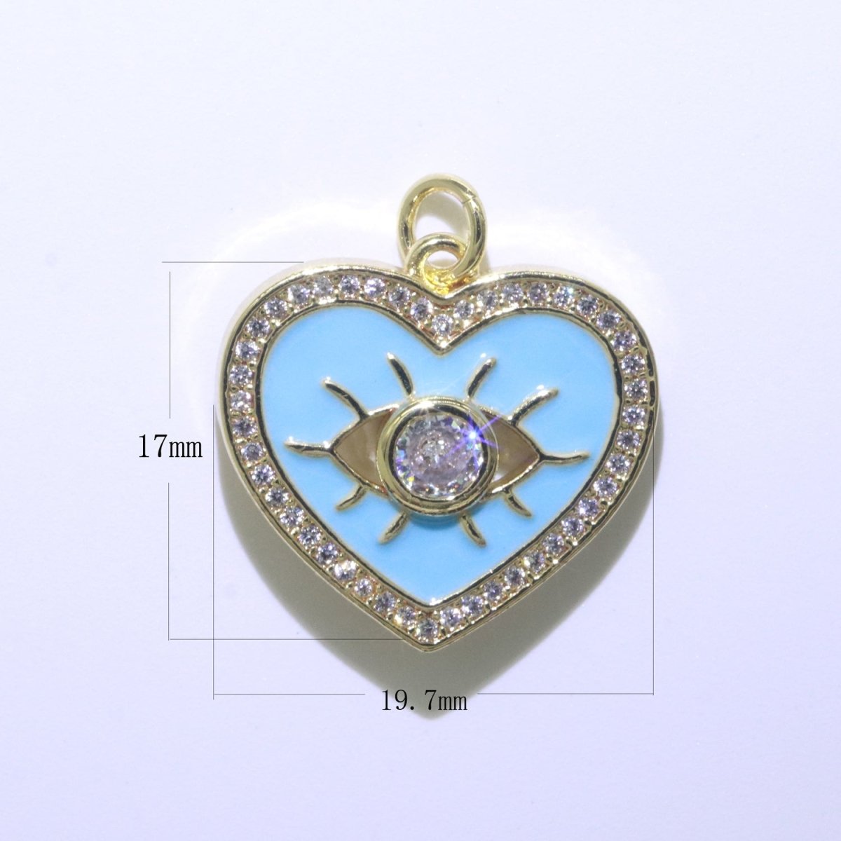 Heart Enamel Evil Eye Gold Filled Charm M-157-M-166 - DLUXCA