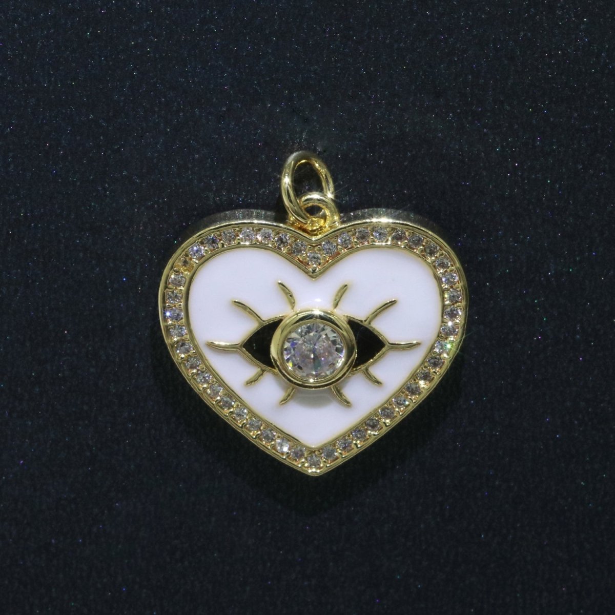 Heart Enamel Evil Eye Gold Filled Charm M-157-M-166 - DLUXCA