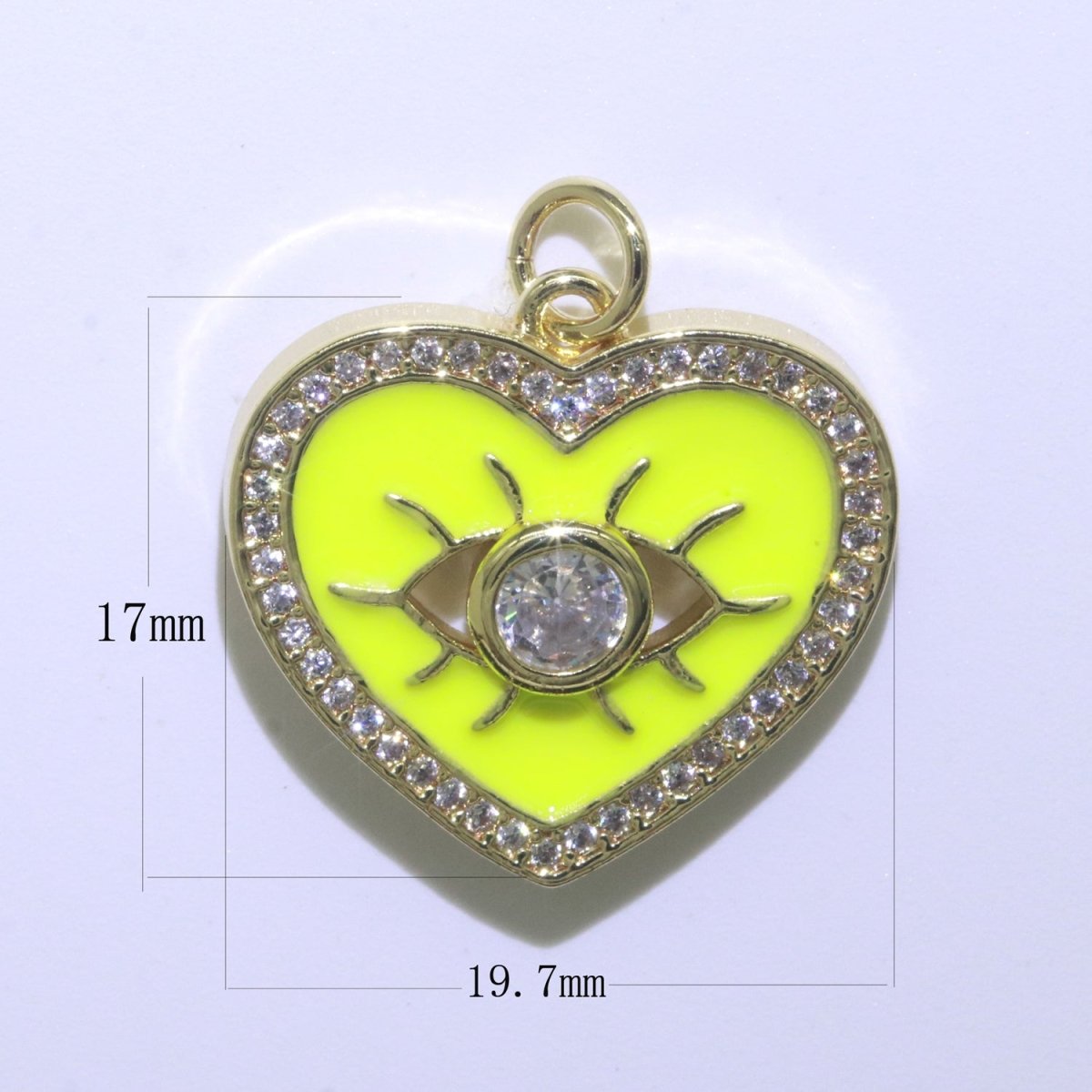 Heart Enamel Evil Eye Gold Filled Charm M-157-M-166 - DLUXCA