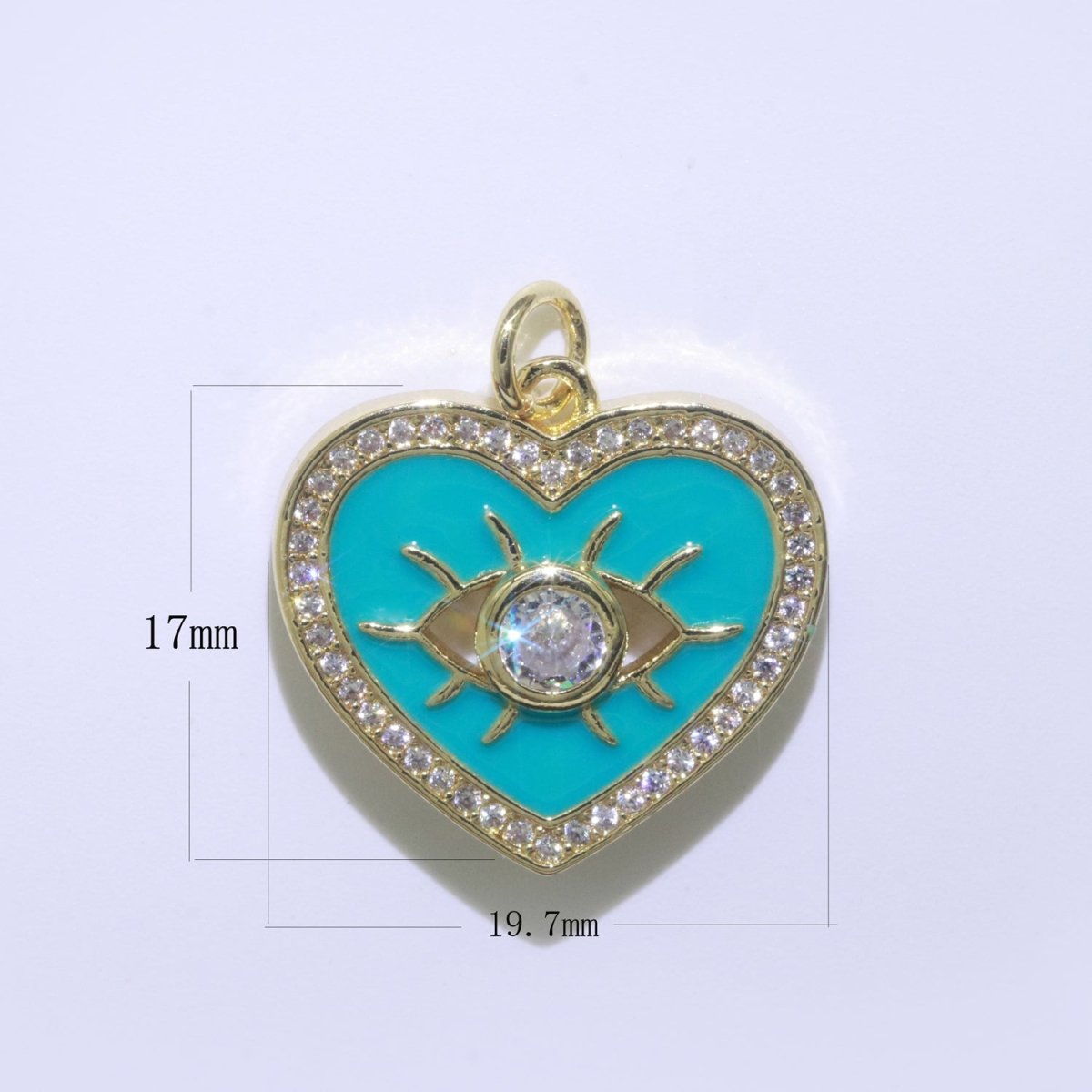 Heart Enamel Evil Eye Gold Filled Charm M-157-M-166 - DLUXCA