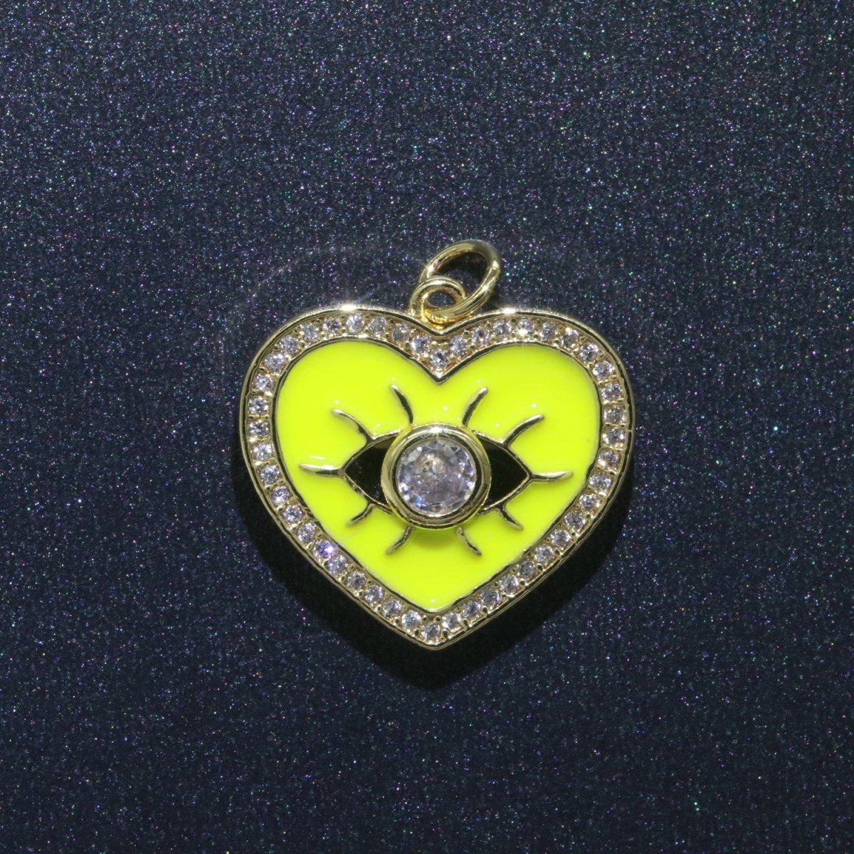 Heart Enamel Evil Eye Gold Filled Charm M-157-M-166 - DLUXCA