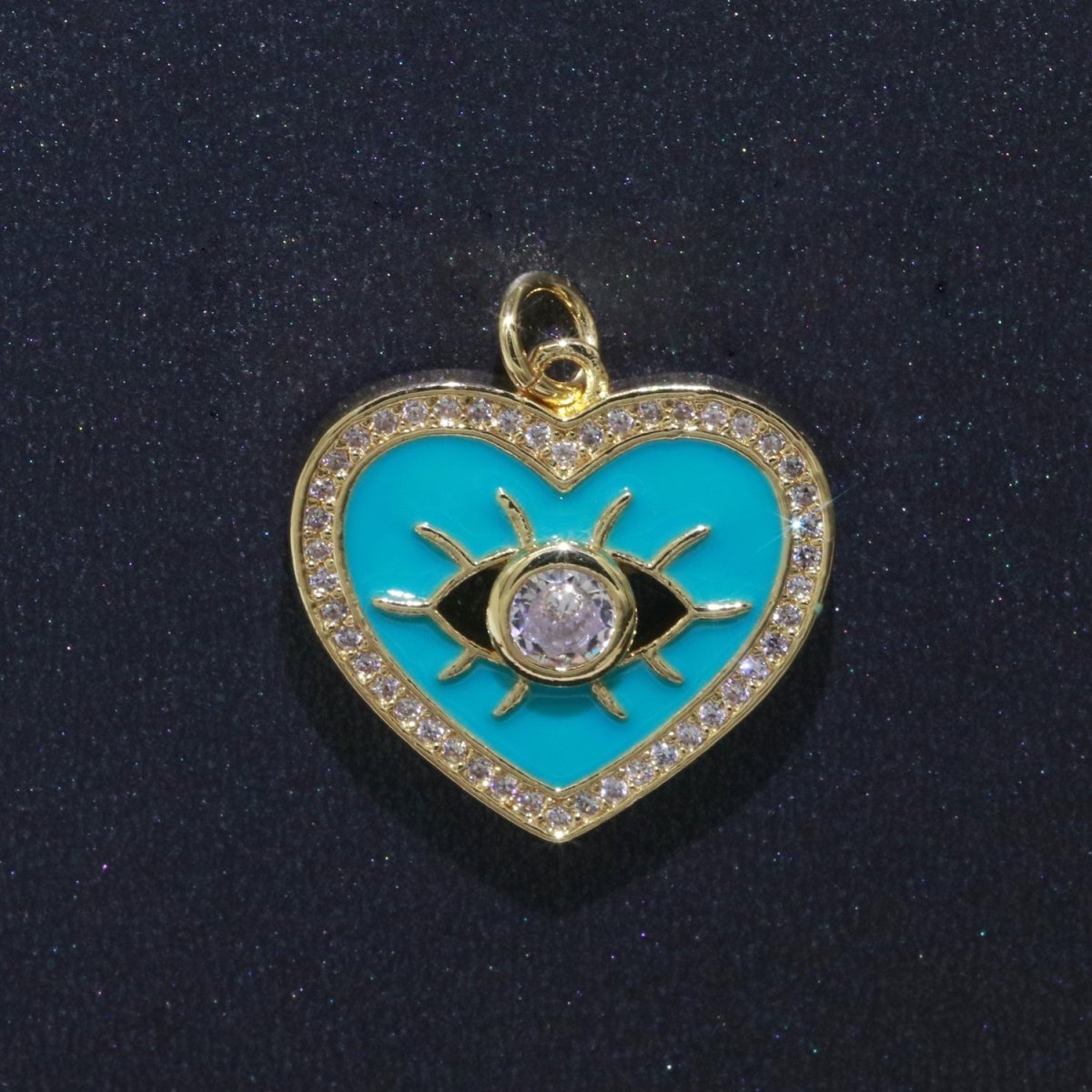 Heart Enamel Evil Eye Gold Filled Charm M-157-M-166 - DLUXCA