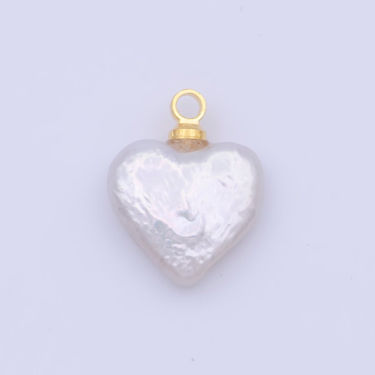 Heart Flat 14mm Natural White Freshwater Pearl Charm C-188 - DLUXCA