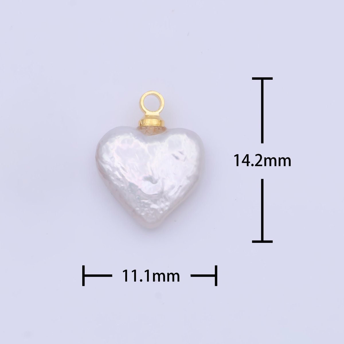 Heart Flat 14mm Natural White Freshwater Pearl Charm C-188 - DLUXCA