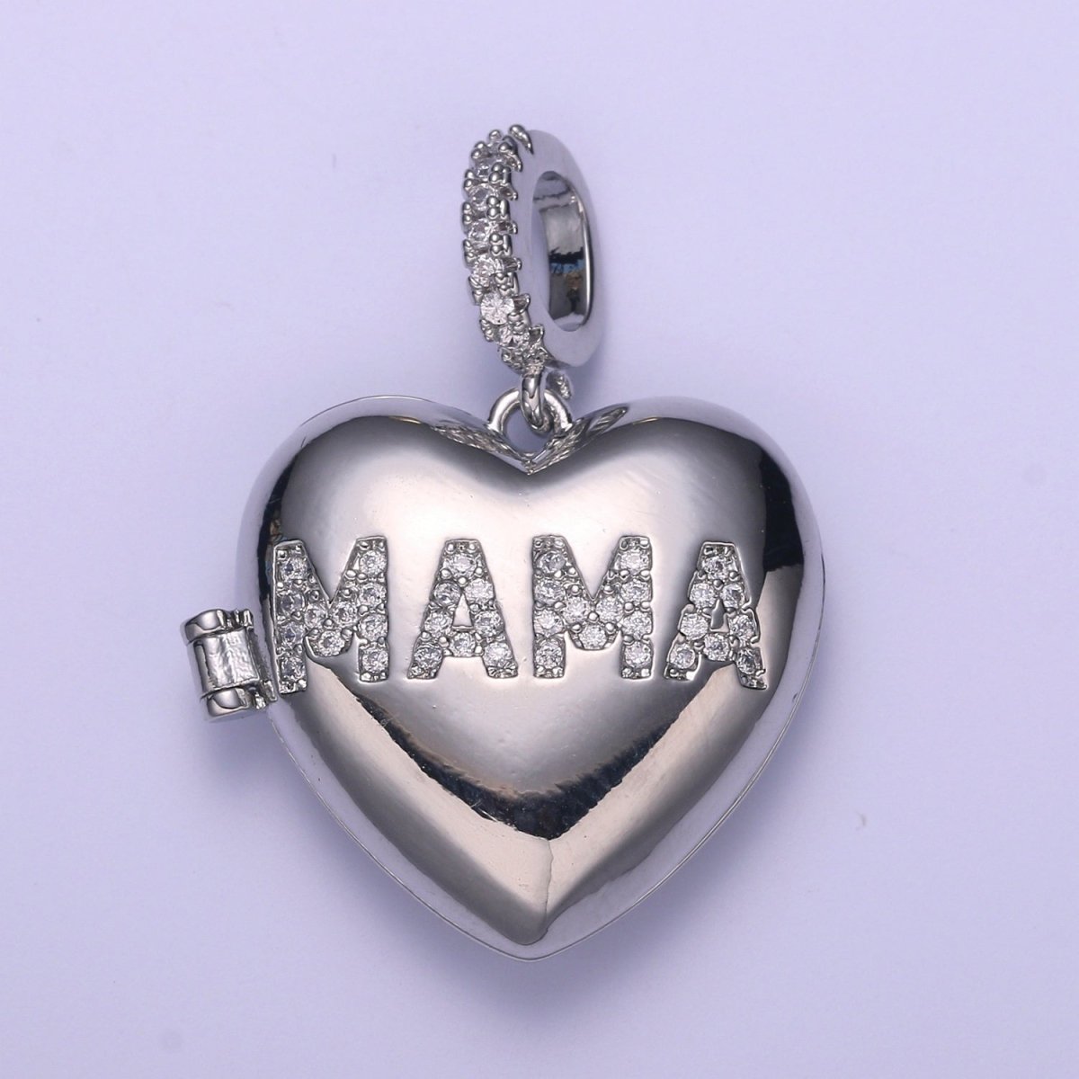 Heart Gold Best Mom Ever Micro Pave Locket Pendant, Gold Silver Open Locket Cubic Zirconia Pave Mom Charm necklace H-743 H-744 - DLUXCA
