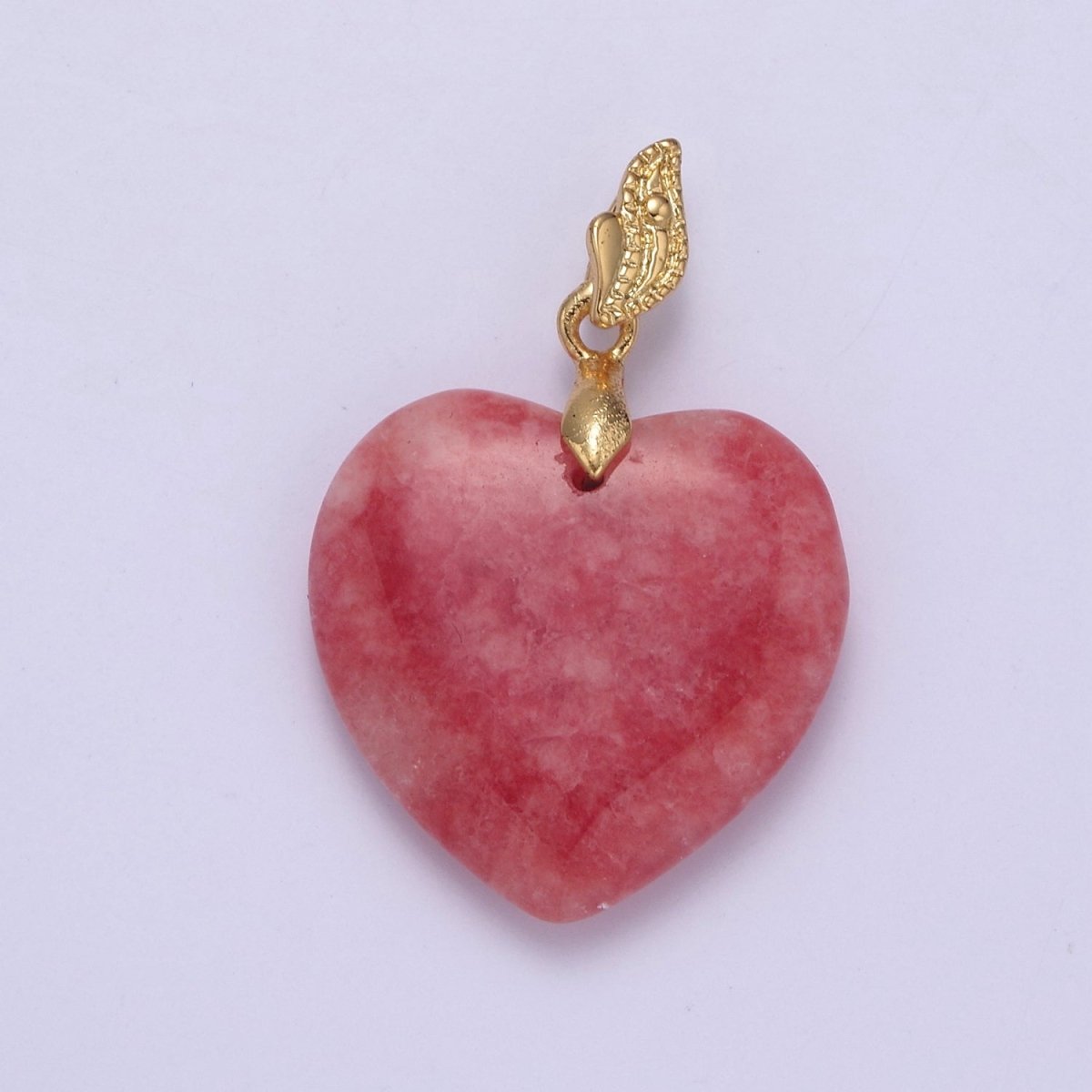 Heart jade pendant , Red jade pendant for Necklace Puffy Heart Love Jewelry W-642 - DLUXCA