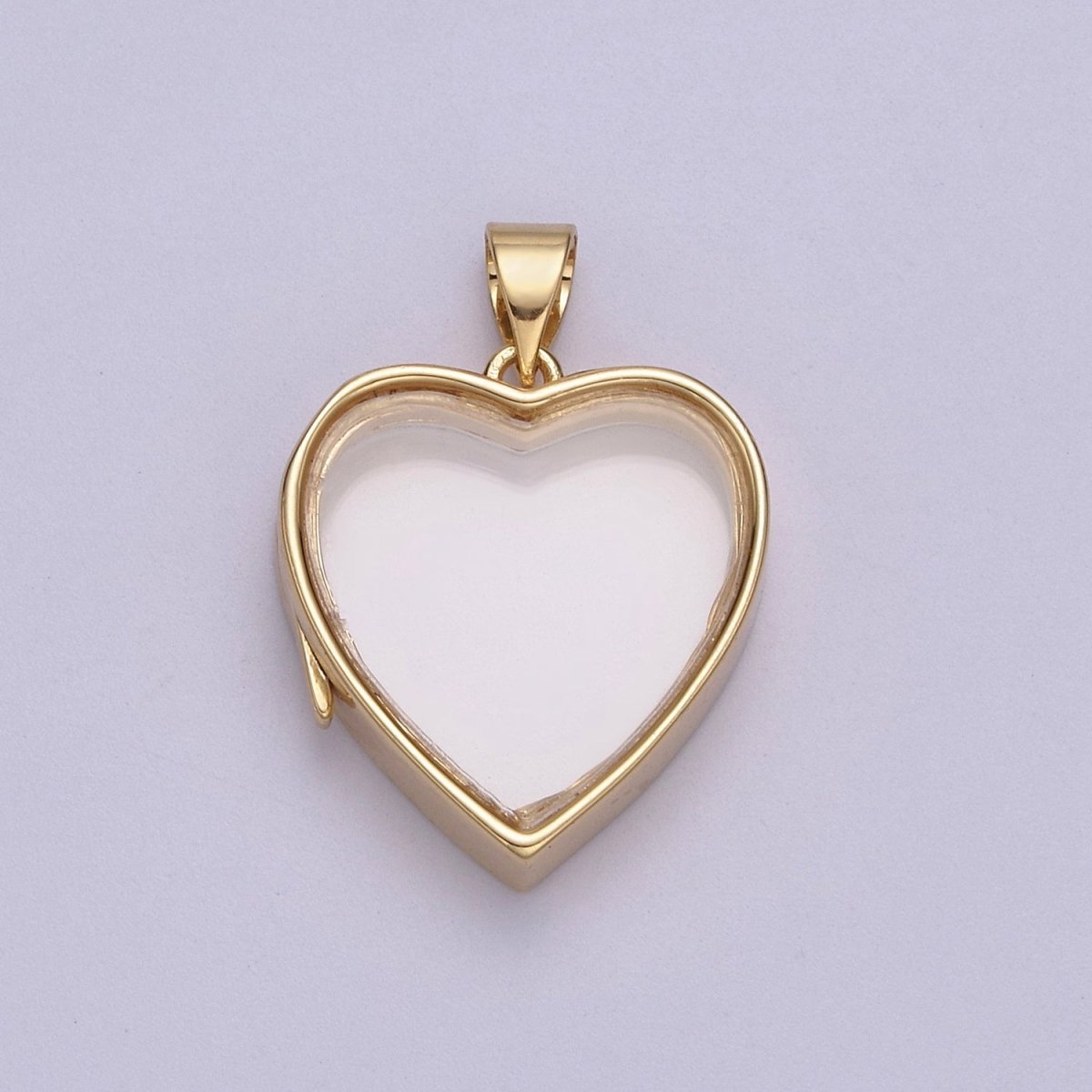 Heart Locket Necklace Clear Glass Crystal Container Locket Gold Gemstone Pendant Necklace Fillable Jewelry for Crystal Jewelry Making Supply N-581 - DLUXCA