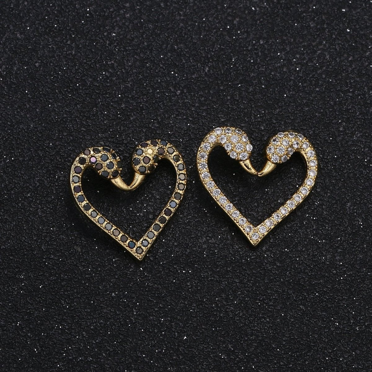 Heart Shaped Swan Head Couple Lovebirds Charm Animal Nature Micro Pave Charm Pendant GP-043 GP-058 - DLUXCA