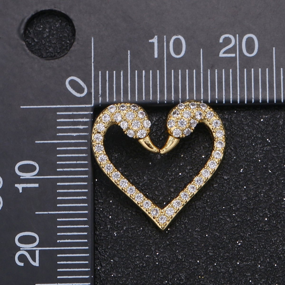 Heart Shaped Swan Head Couple Lovebirds Charm Animal Nature Micro Pave Charm Pendant GP-043 GP-058 - DLUXCA