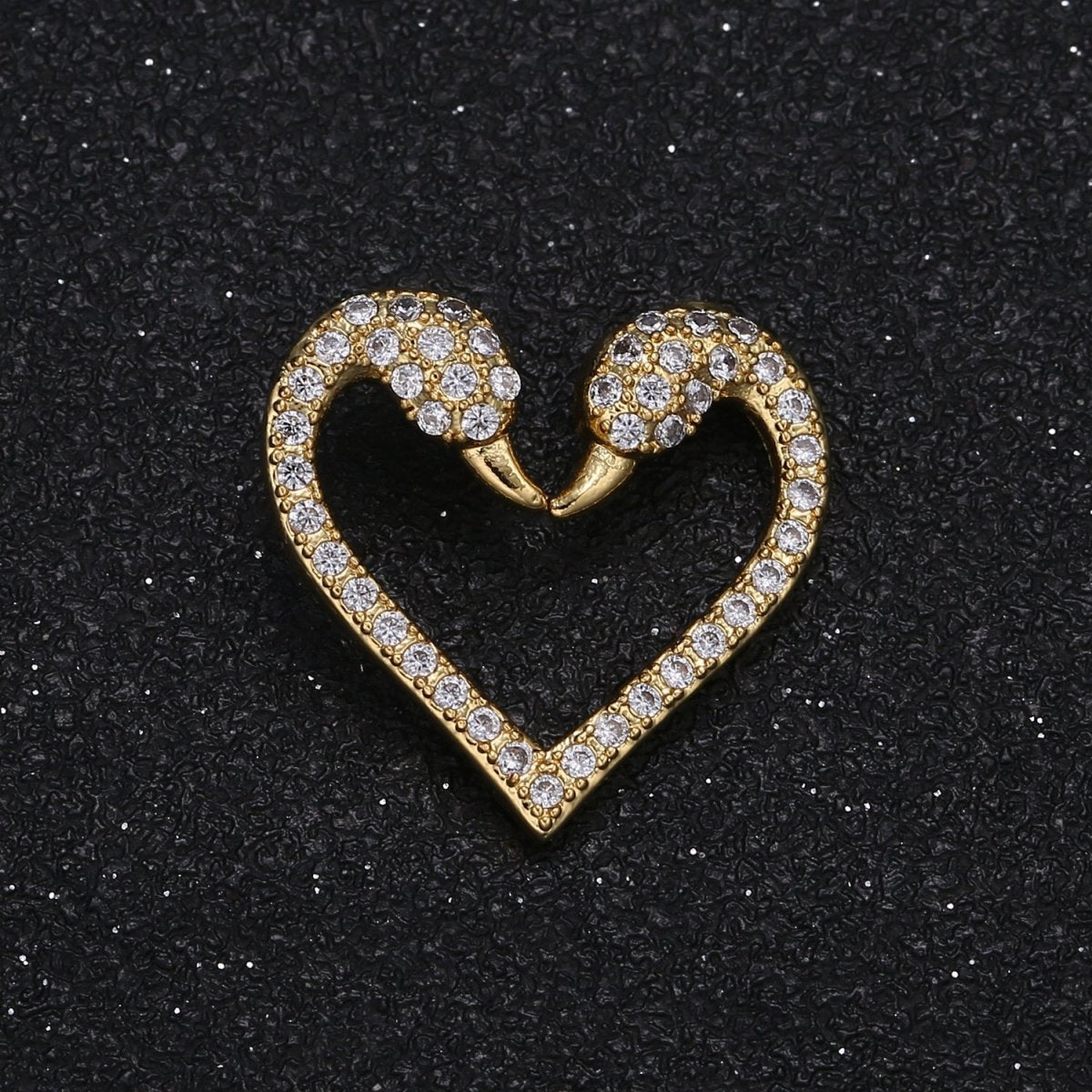 Heart Shaped Swan Head Couple Lovebirds Charm Animal Nature Micro Pave Charm Pendant GP-043 GP-058 - DLUXCA