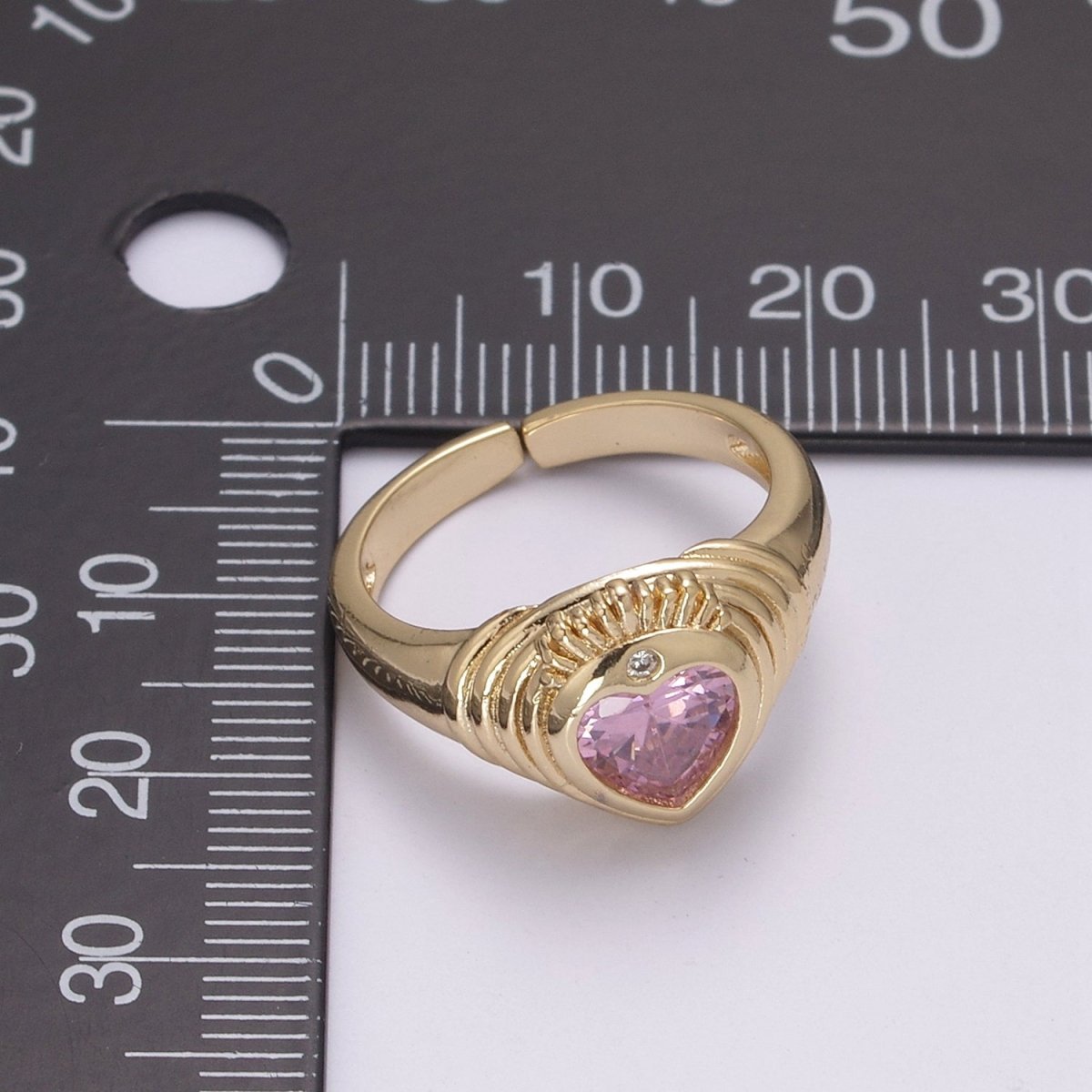 Heart Signet Ring • Gold Dome Ring • Heart Ring Gold • Heart Dome Ring • Bold Heart Ring • CZ Modern Signet Ring U-198 ~ U-200 - DLUXCA
