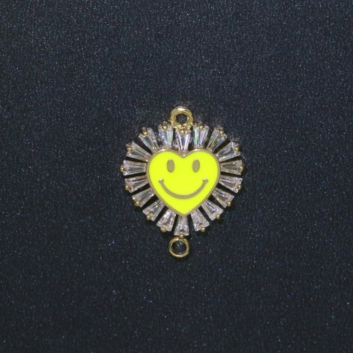 Heart Smiley Face Charm Cubic Happy Face Pendant for Necklace Earring Component Enamel Y2K Jewelry Trend White Teal Pink Blue F-844~F-849 - DLUXCA