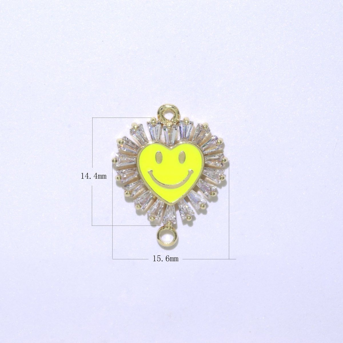 Heart Smiley Face Charm Cubic Happy Face Pendant for Necklace Earring Component Enamel Y2K Jewelry Trend White Teal Pink Blue F-844~F-849 - DLUXCA