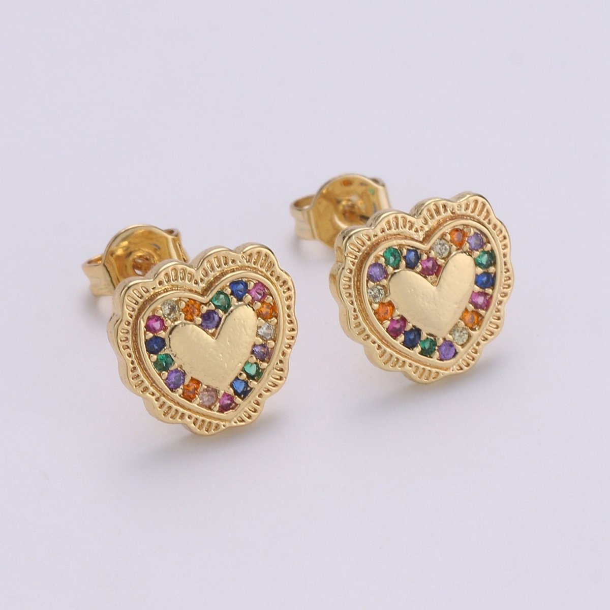 Heart Stud Earrings • Heart Earrings • Heart Jewelry • Dainty Gold Heart Earrings • Stud Earrings • Gift for Her • Cute Earrings Q-263 - DLUXCA