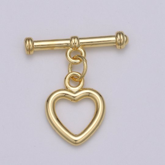 Heart Toggle Clasp 14K Gold Filled Toggle Clasp 1 set for Bracelet Necklace Jewelry Making Supply OT Clasp for Minimalist Jewelry L-138 - DLUXCA
