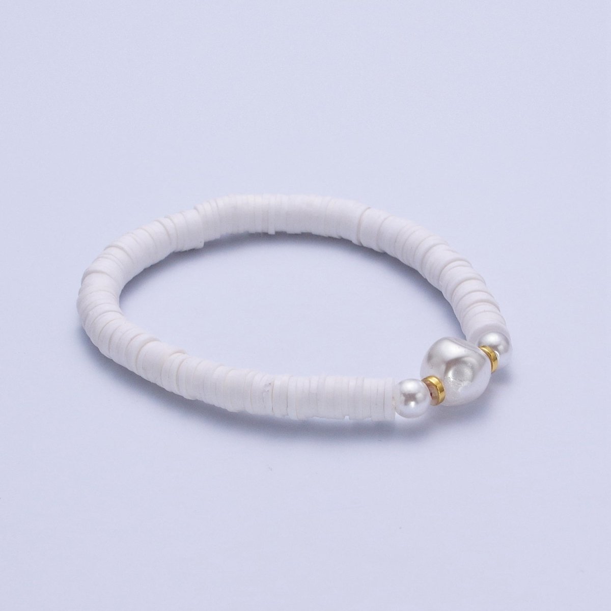 Heishi Bead Bracelet with Fresh Water Pearl, Arm Candy Bracelet Summer Stackable Bracelet | WA-1072 to WA-1085 Clearance Pricing - DLUXCA