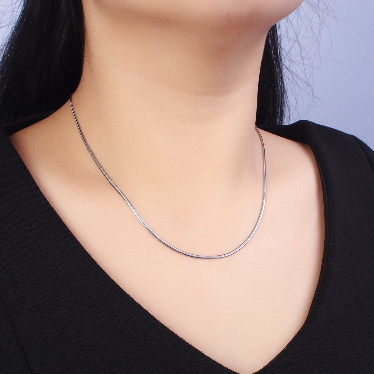 Herringbone Necklace in Gold Stainless Steel Snake Chain 17.75 inch Dainty Ready to Wear Chain for Minimalist Jewelry | WA-1548 WA-1549 Clearance Pricing - DLUXCA