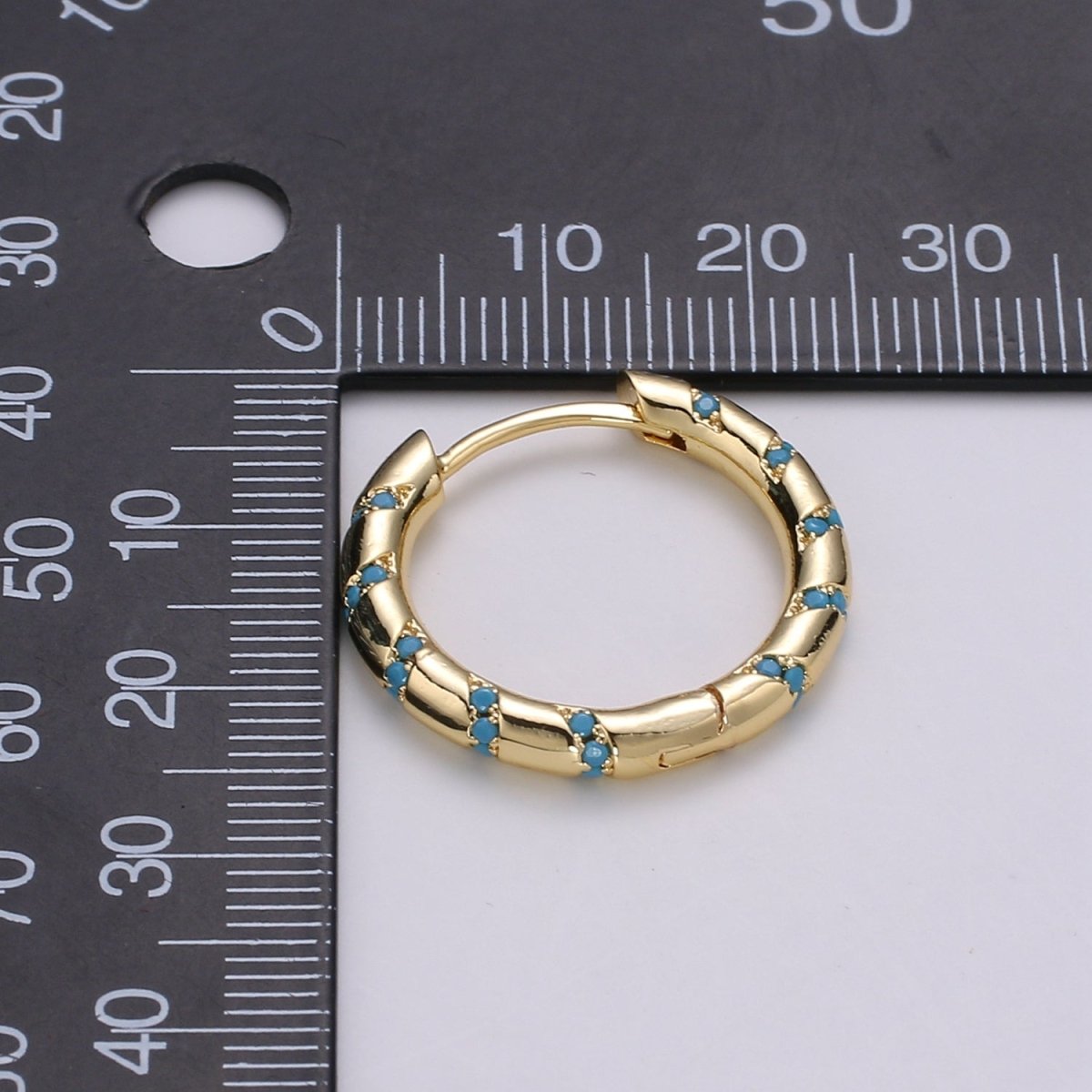 Hoops - Pink, Teal, Blue, Green, Clear, Multi-color Zirconia or White Gold CZ earrings - 24K Gold Huggie hoops Q-355 - Q-361 - DLUXCA