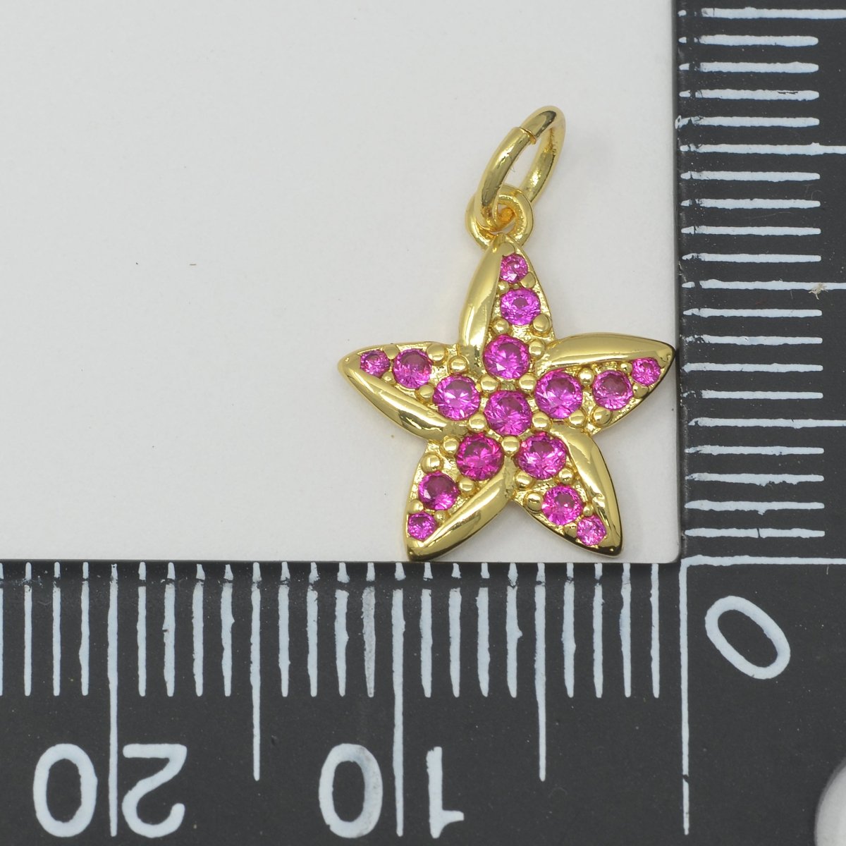 Hot Pink Star Gold Filled Charm M-389 - DLUXCA