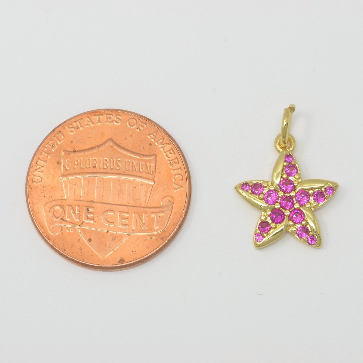 Hot Pink Star Gold Filled Charm M-389 - DLUXCA