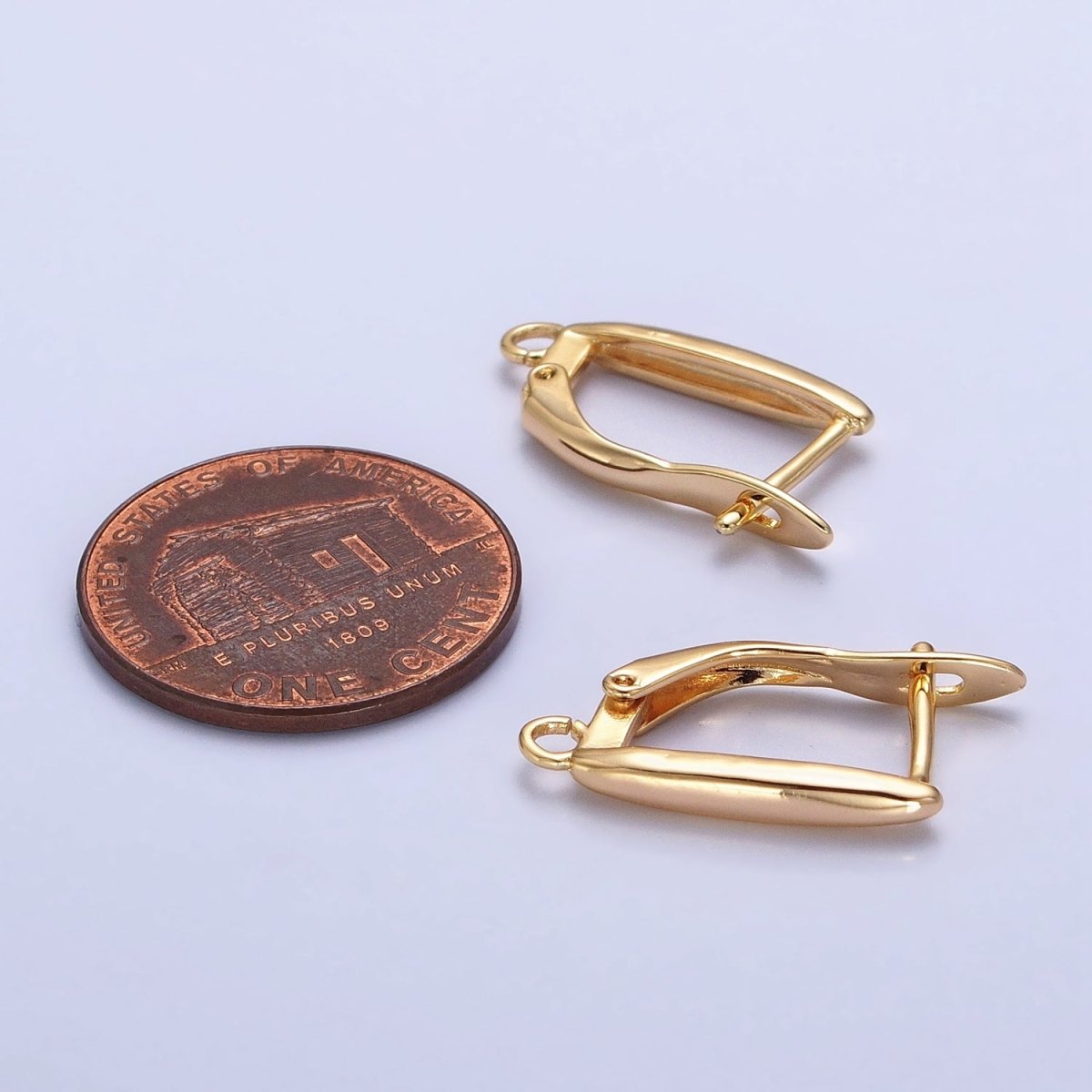 Huggie Hoop One-Touch Hoop Earring Findings in 18K Gold Plating, Earring Hoop with Open Link Ring Z-165 Z-166 - DLUXCA