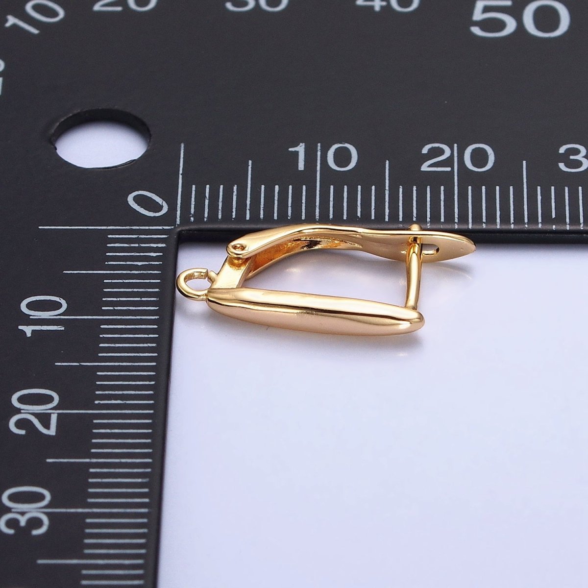 Huggie Hoop One-Touch Hoop Earring Findings in 18K Gold Plating, Earring Hoop with Open Link Ring Z-165 Z-166 - DLUXCA