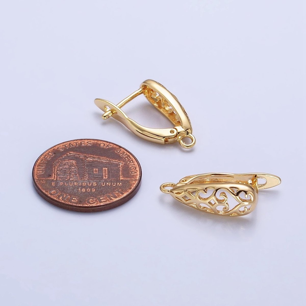 Huggie Hoop One-Touch Hoop Earring Findings in 18K Gold Plating Earring with Open Link Ring Z-167 Z-168 - DLUXCA