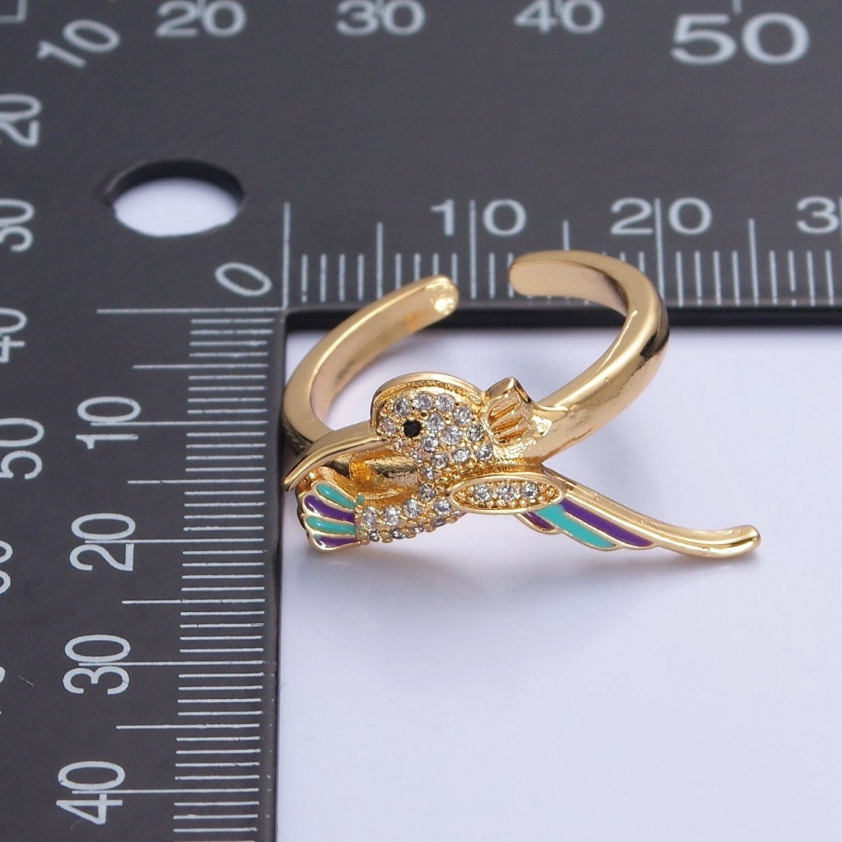 Hummingbird Ring. Adjustable Gold Ring Animal bird Jewelry O-2224 - DLUXCA