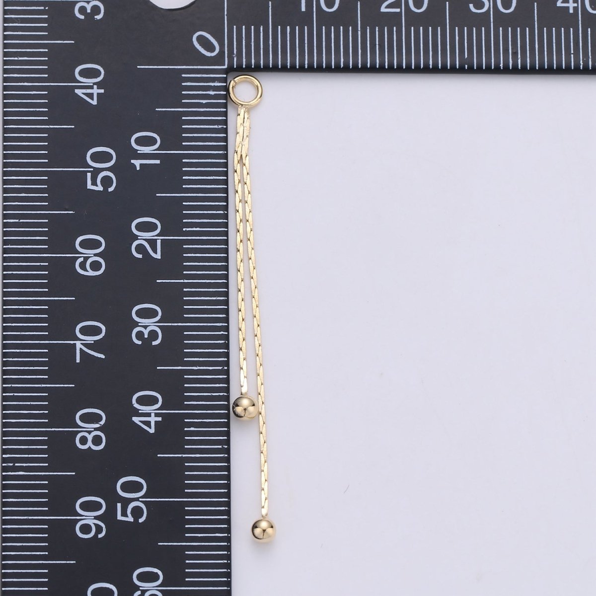 Hypoallergenic 44mm Gold Cobra Chain Beaded Double Strand Tassel Charm Supply | K-420 - DLUXCA