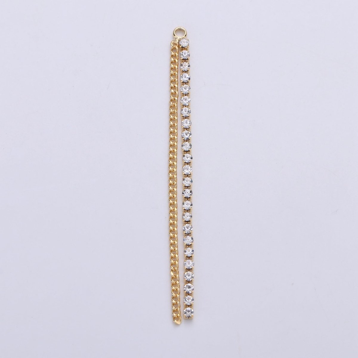 Hypoallergenic 65mm Gold Double Curb Tennis Chain Tassel Dangle Charm Supply | K-427 - DLUXCA