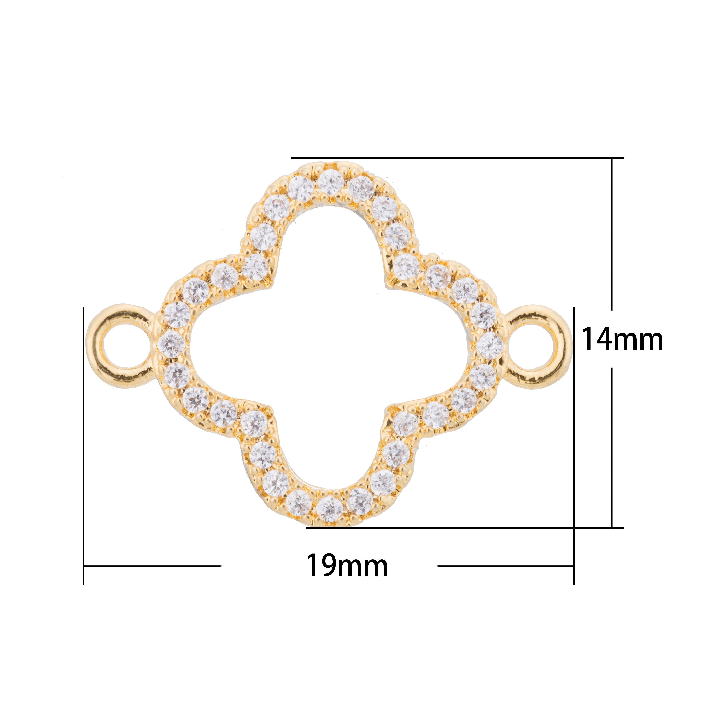 Gold Daisy Flower Gold Clover Leaf Beads Handmade DIY Gift Cubic Zirconia Bracelet Charm Bead Connector Gold Plated for Jewelry Making - DLUXCA