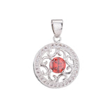 1pc Silver Ruby Red Crystal, Circle, Ring, Dangle, Swirl, Woman Cubic Zirconia Necklace Pendant Micro Pave Charm for Jewelry Making - DLUXCA