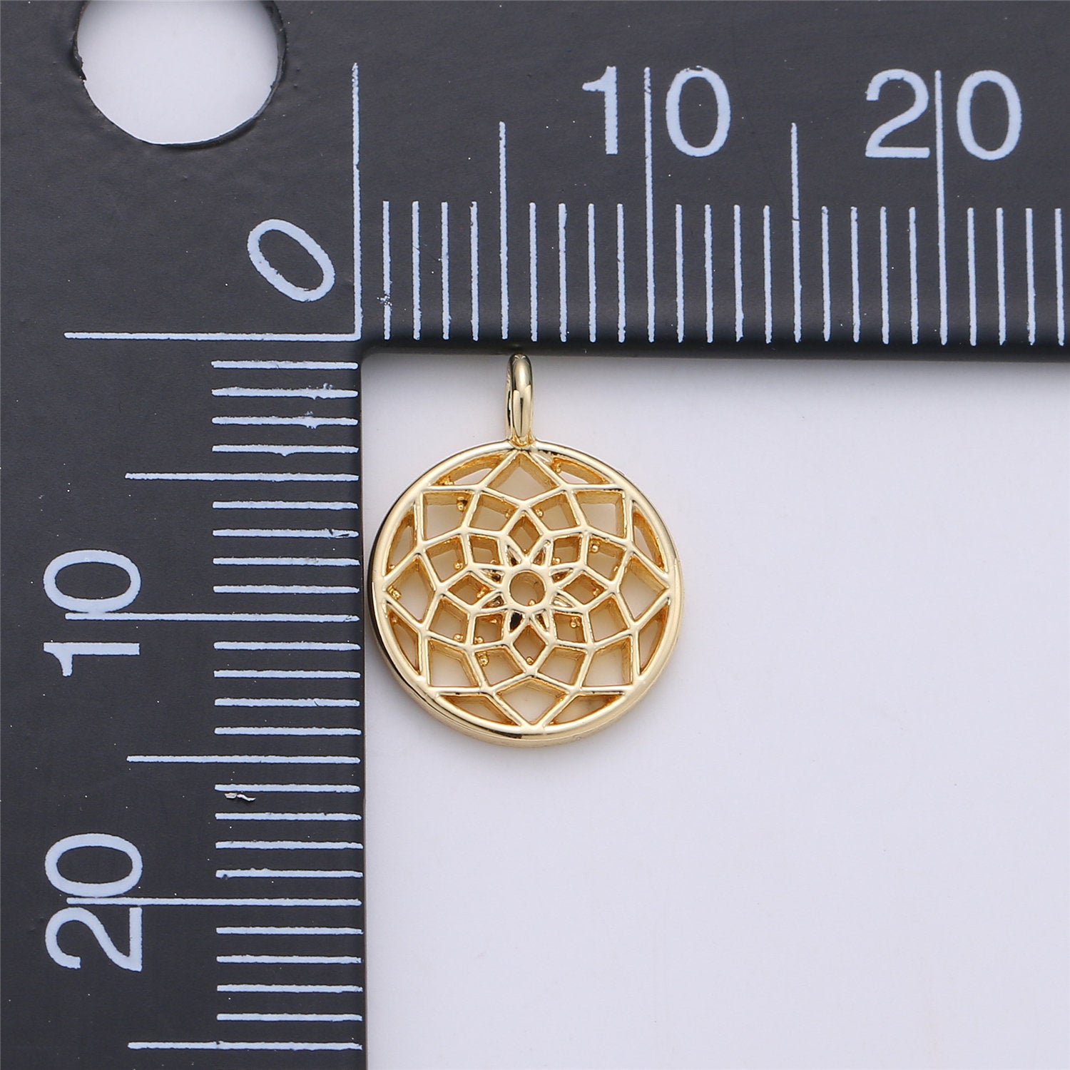 Filigree Flower Charm Gold Filled Dainty Floral Lotus Pendant Origami Flower Charm - DLUXCA