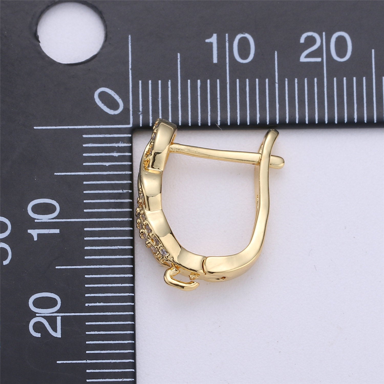 Gold Huggie Leverback Earring Hooks 18x14mm, 14K Gold Filled Earring with open link for DIY Jewelry Supply Component - DLUXCA