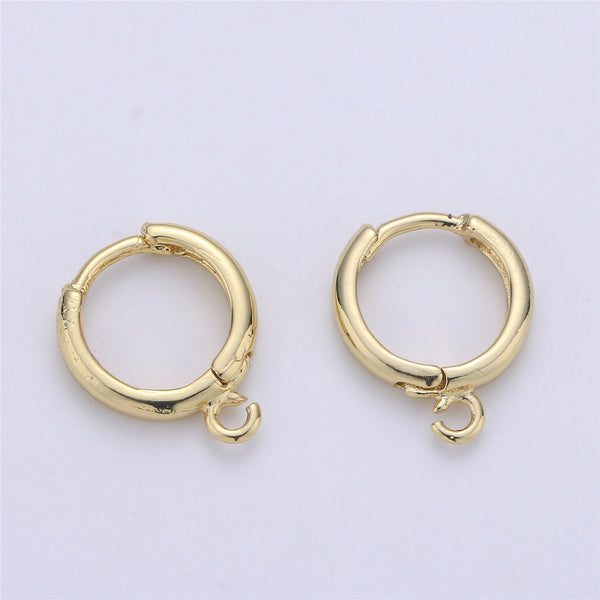 2 pcs 24K Gold Filled one touch w/ open link Lever back earring making, 14x16 mm, Nickel free Lead Free for Earring Charm Making Findings - DLUXCA