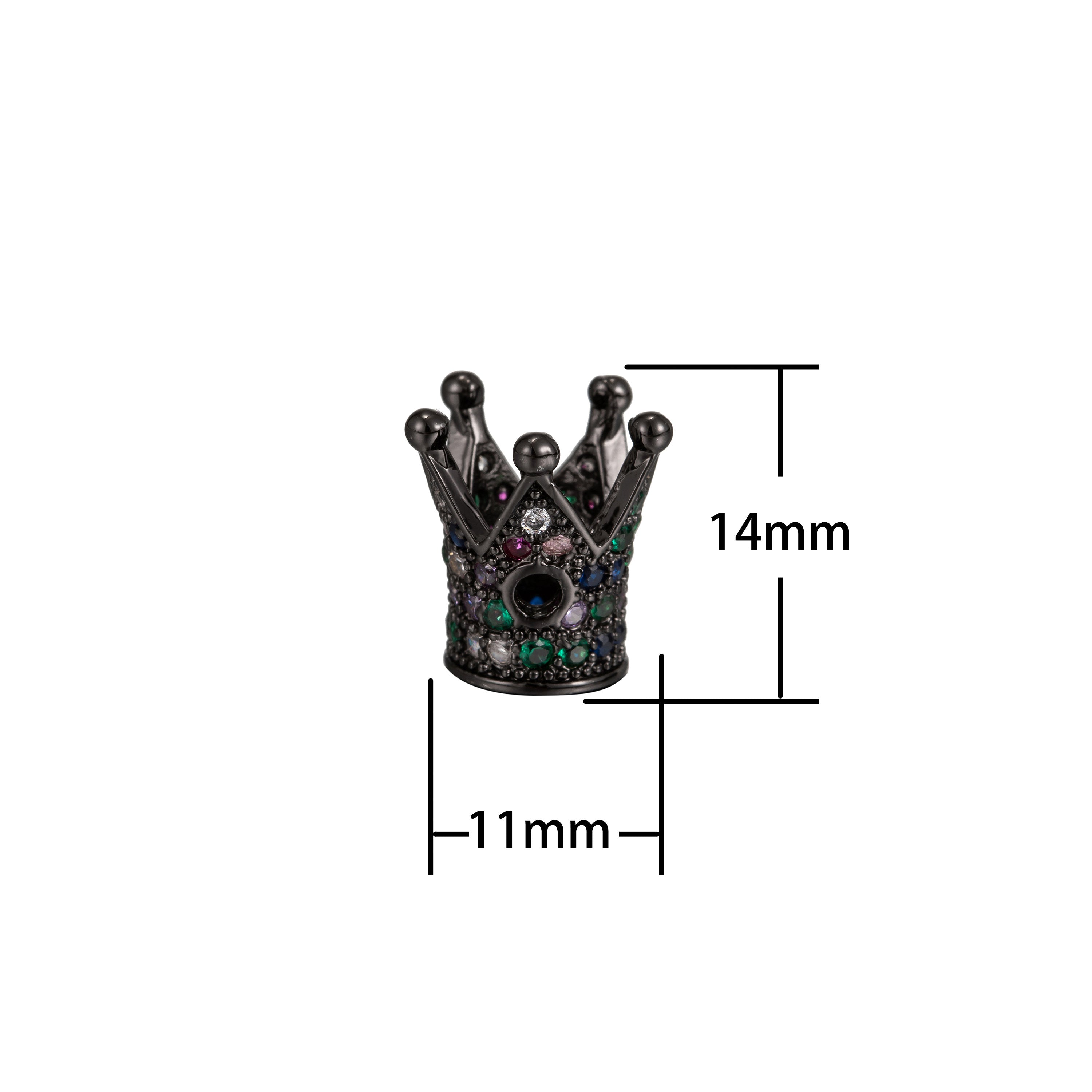 Crown Multi Color Micro Pave CZ 14K Gold Filled-Gun Metal Plated-White Gold Filled Bead,Corona Multi color, Koruna Cubic Zirconia Bead - DLUXCA
