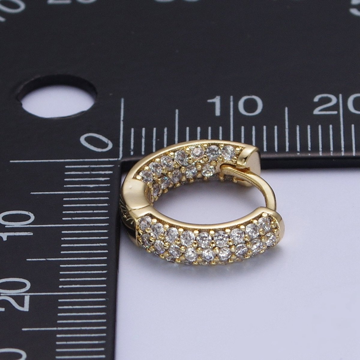 Inside Out Clear Pave CZ Hoop Earrings in Gold Lever Back Earring Y-070 - DLUXCA