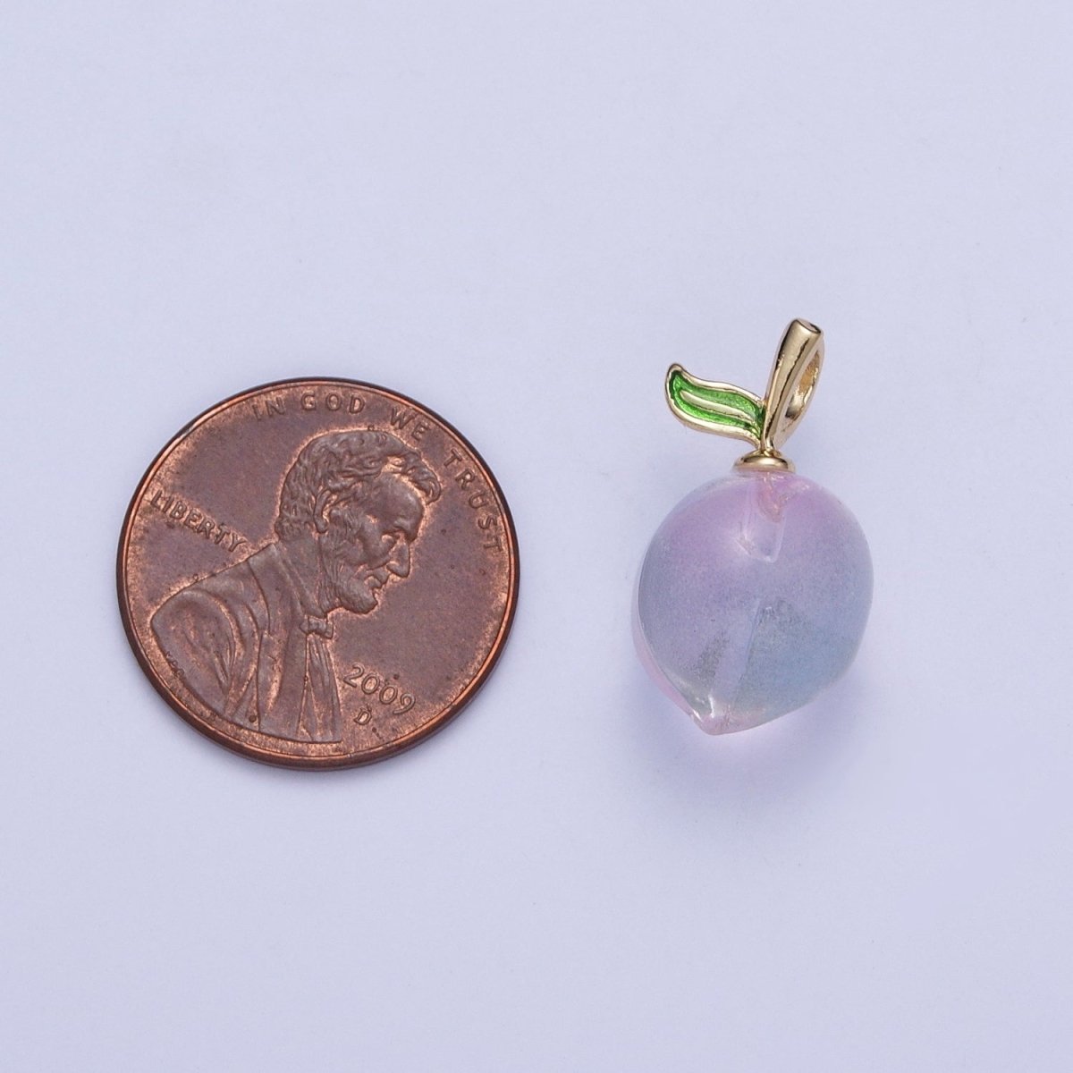 Iridescent Purple Glass Bead Nature Fruit Charm Pendant For Jewelry Making | X-187 - DLUXCA