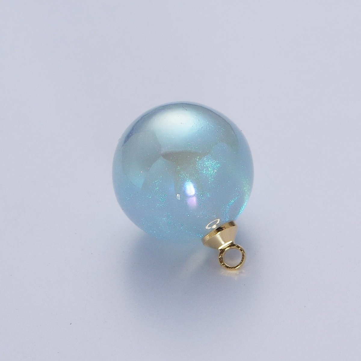 Iridescent Sparkly Blue & White Pearl Round Charm Pendant For Jewelry Making P-1558~P-1562 - DLUXCA