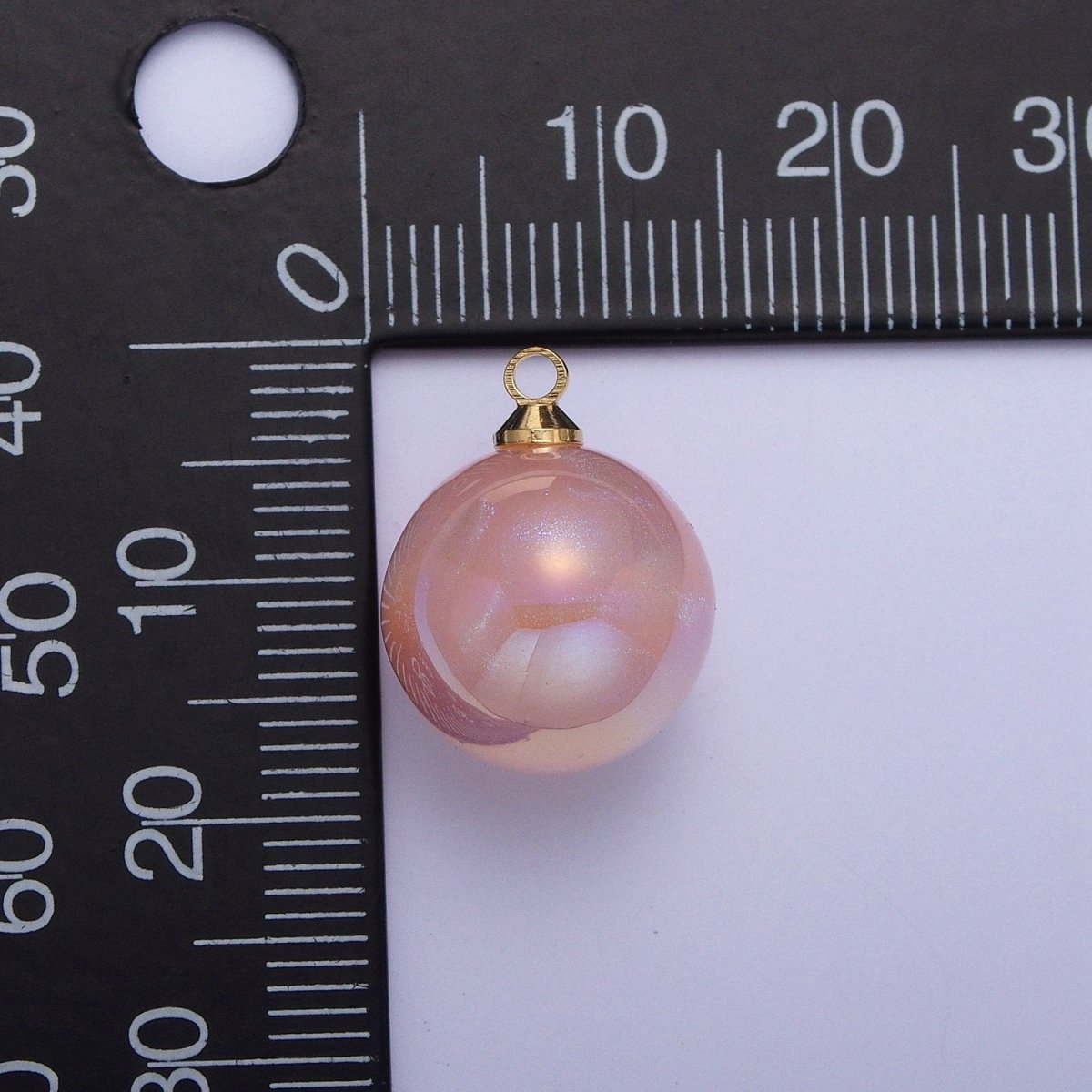 Iridescent Sparkly Pink Pearl Round Charm Pendant For Jewelry Making P1562 - DLUXCA