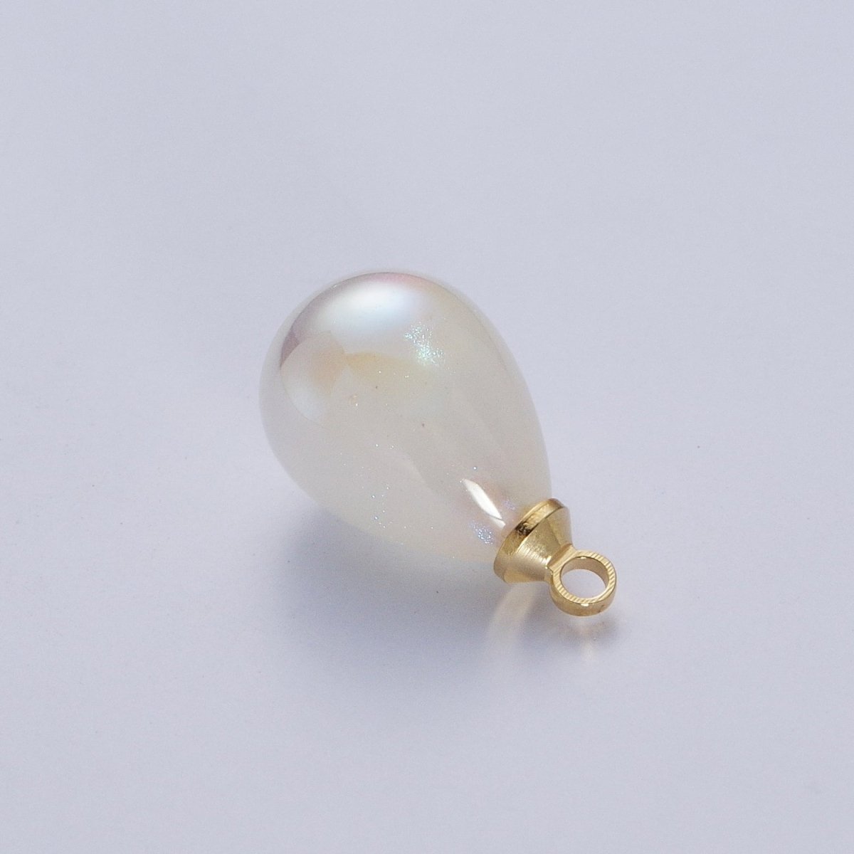 Iridescent Sparkly White Teardrop Pearl Charm Pendant For Jewelry Making P-1556 P-1557 - DLUXCA