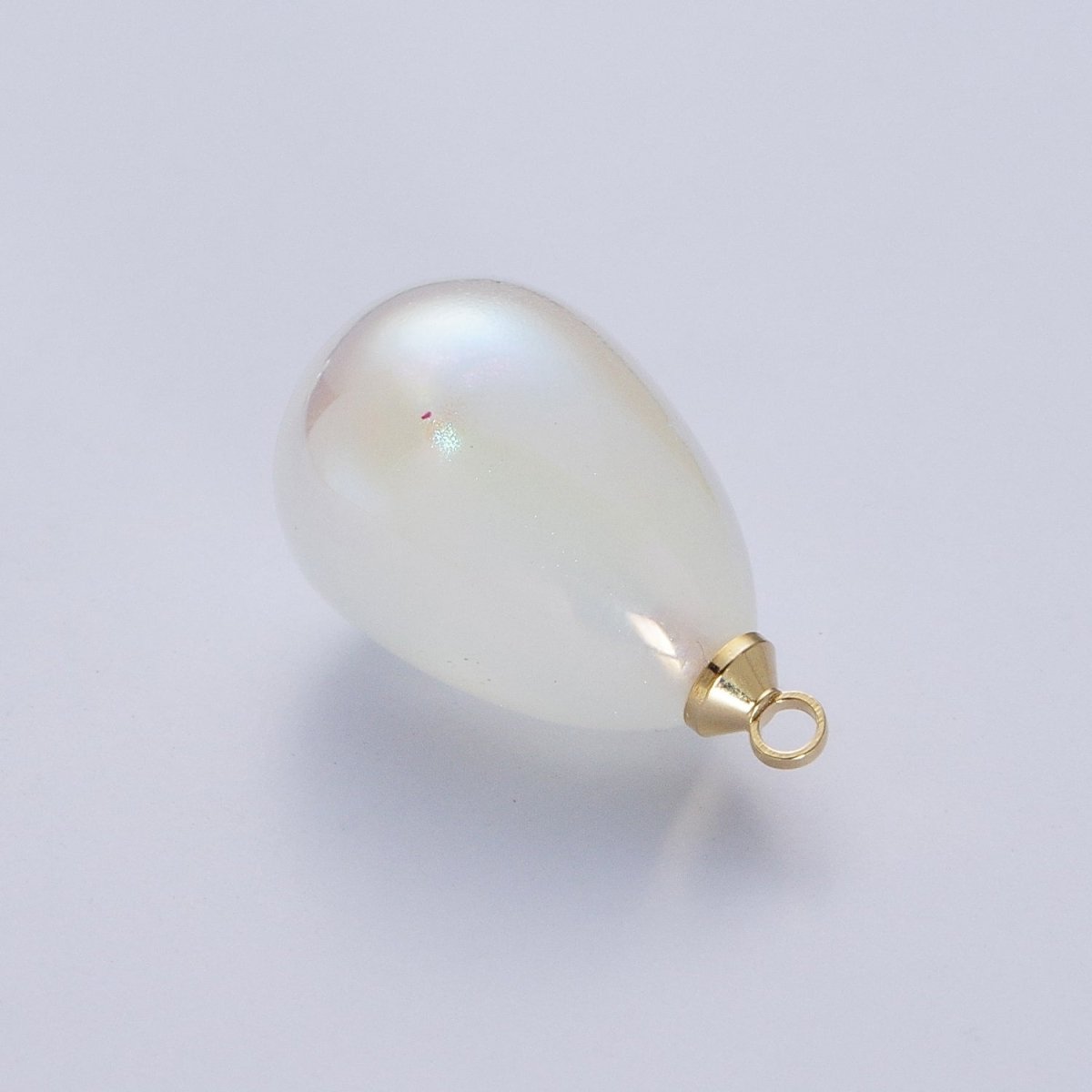 Iridescent Sparkly White Teardrop Pearl Charm Pendant For Jewelry Making P-1556 P-1557 - DLUXCA