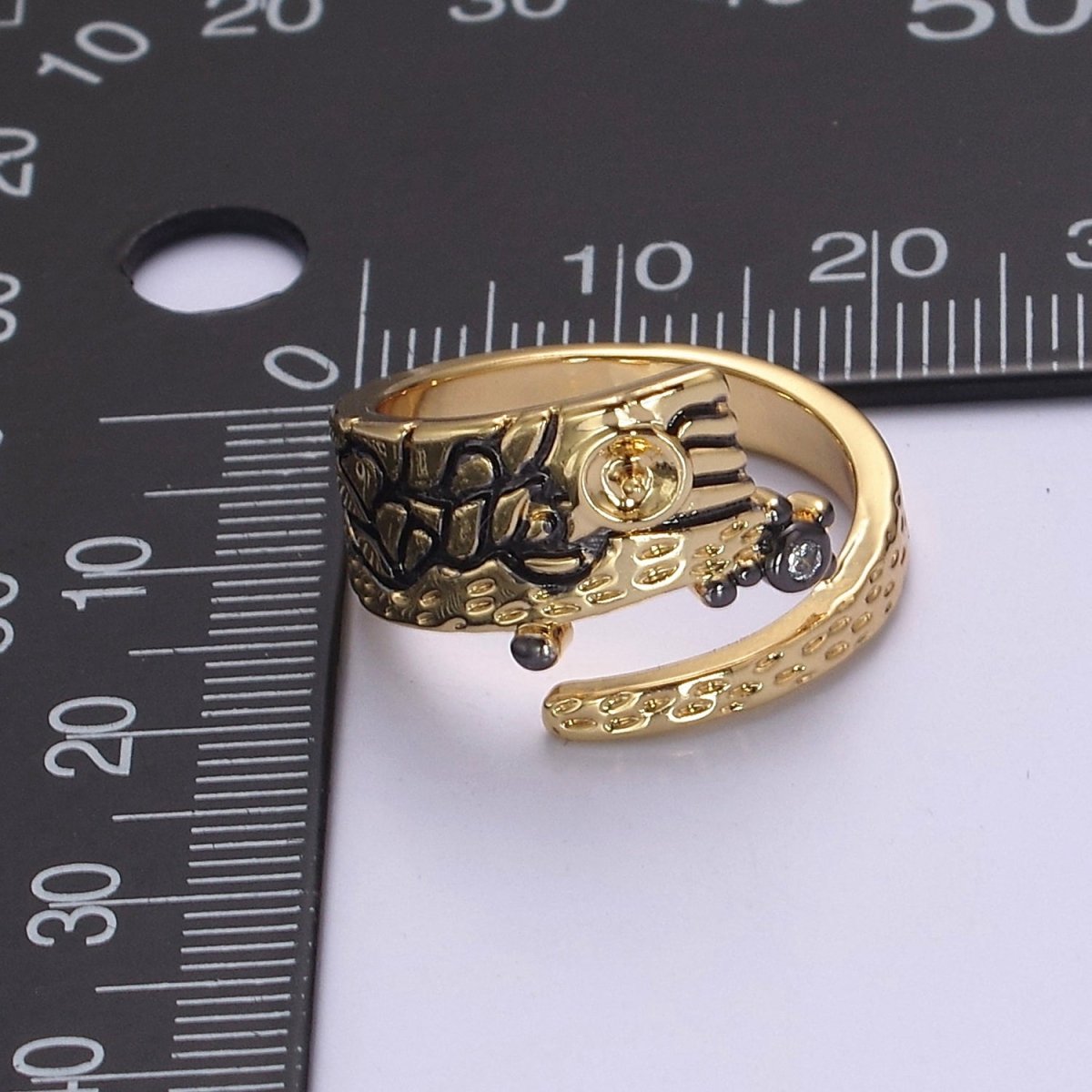 Irregular Gold Ring, Thick Band Gold Ring, Abstract Ring, Unique Design Ring Black Streetwear Cool Fashion Ring S-466 - DLUXCA
