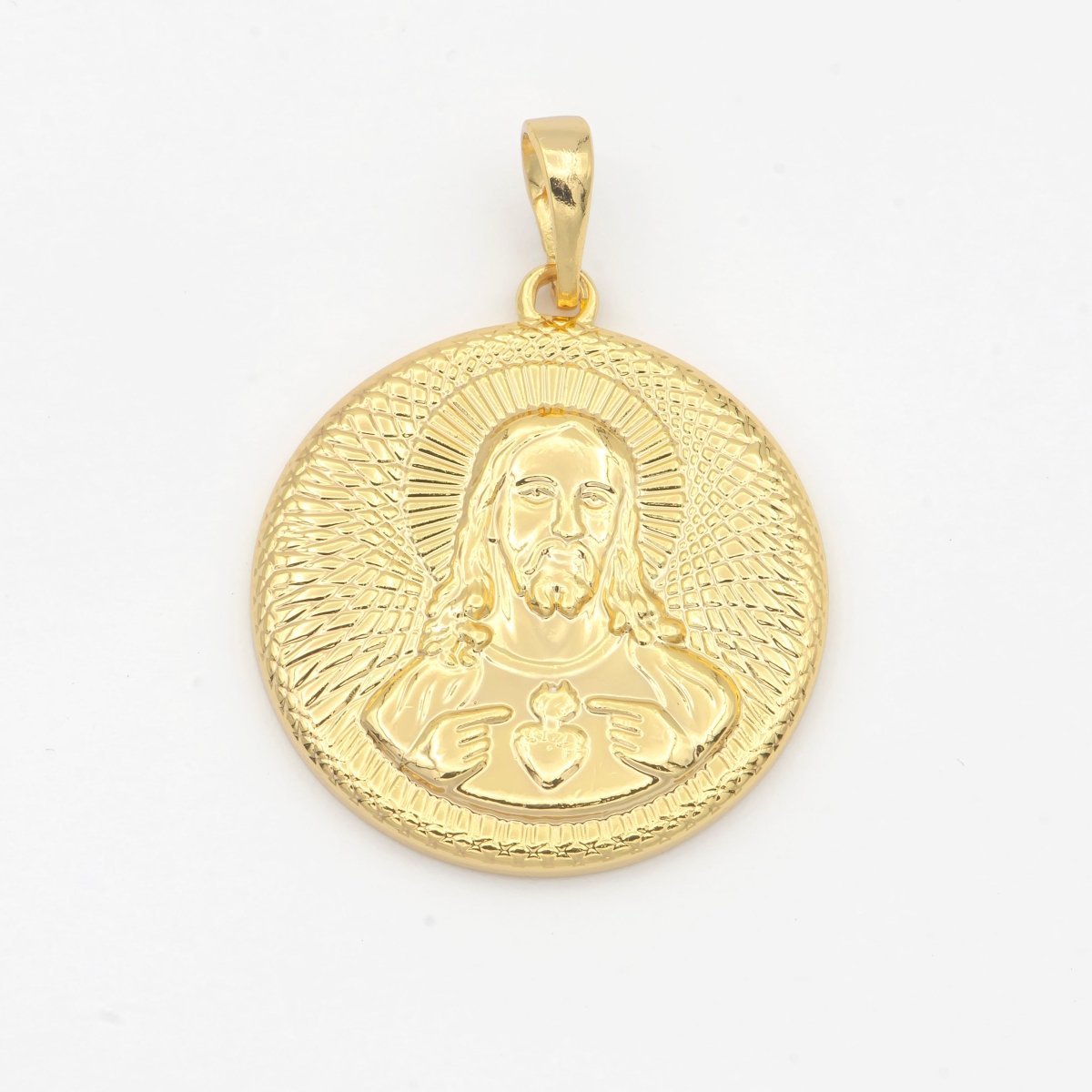 Jesus Christ Pendant Gold Plated Necklace - Sacred Heart of Jesus Christ Pendant - Rose Gold Plated Pendant - Religious Pendant H-207 - DLUXCA