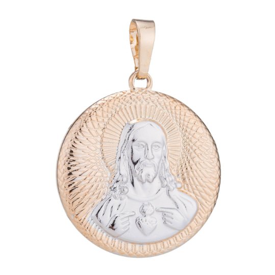 Jesus Christ Pendant Gold Plated Necklace - Sacred Heart of Jesus Christ Pendant - Rose Gold Plated Pendant - Religious Pendant H-207 - DLUXCA