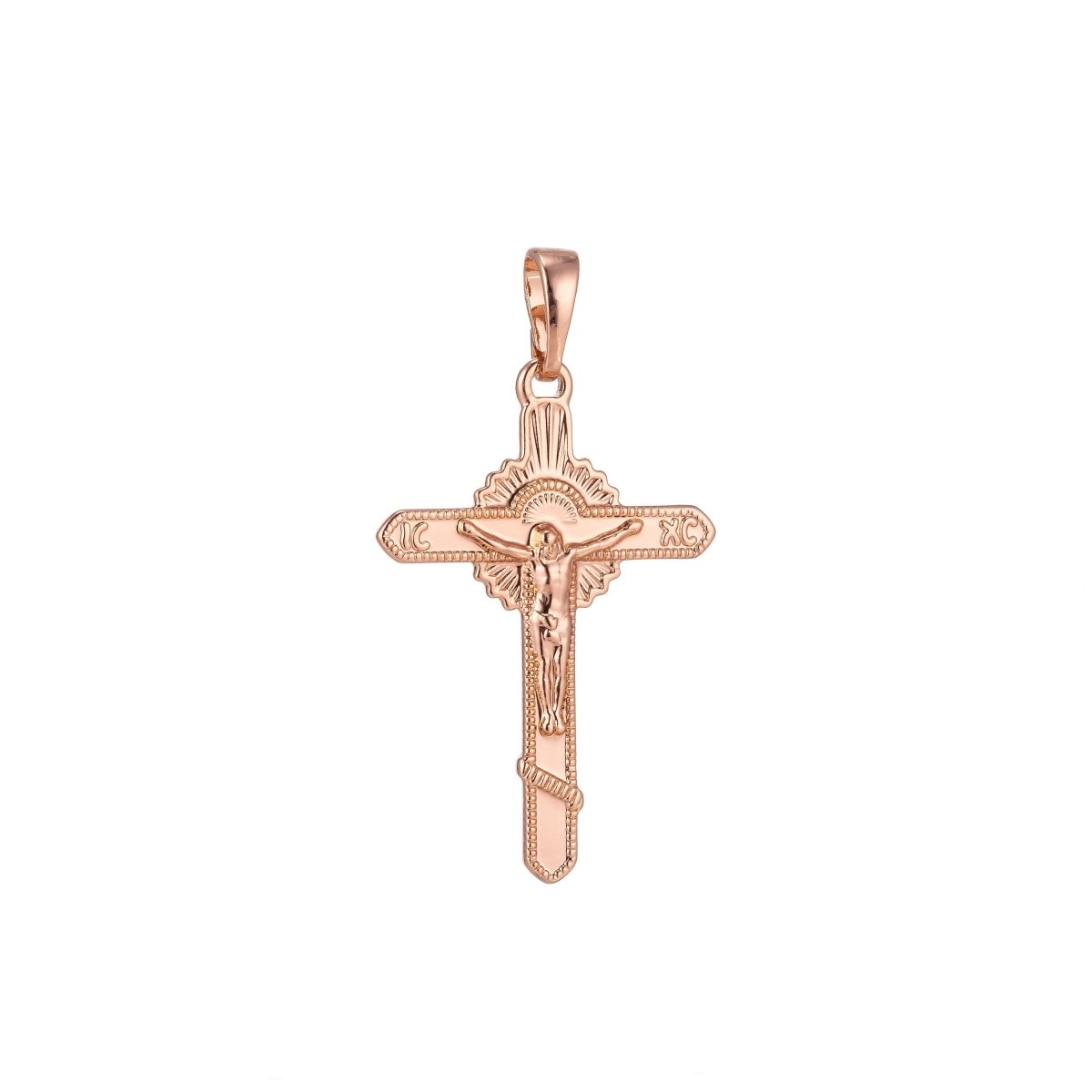 Jesus on the Cross Charm, 18K Gold Filled Pendant Dainty Cross Necklace Charm for Jewelry Making H-880 - DLUXCA