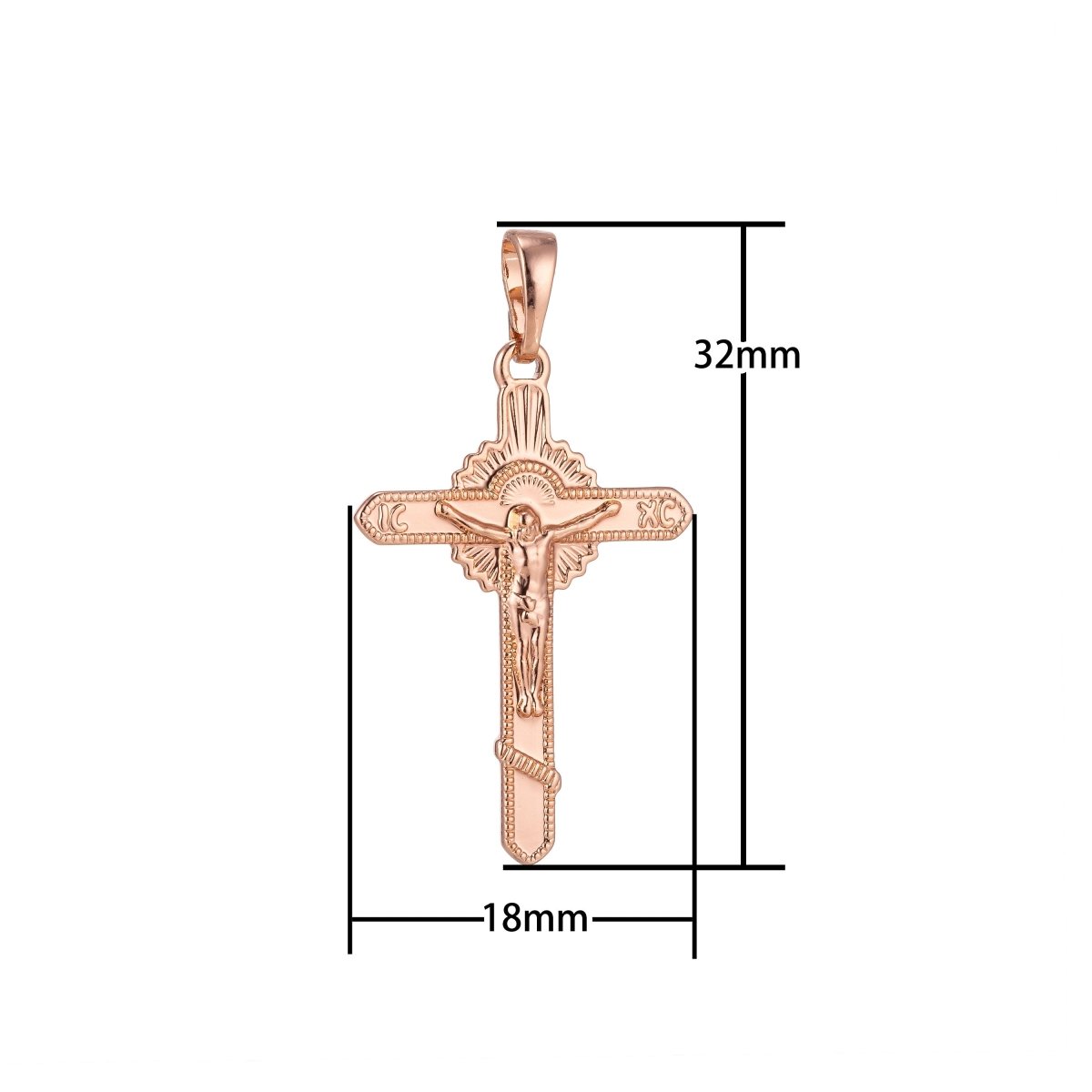 Jesus on the Cross Charm, 18K Gold Filled Pendant Dainty Cross Necklace Charm for Jewelry Making H-880 - DLUXCA