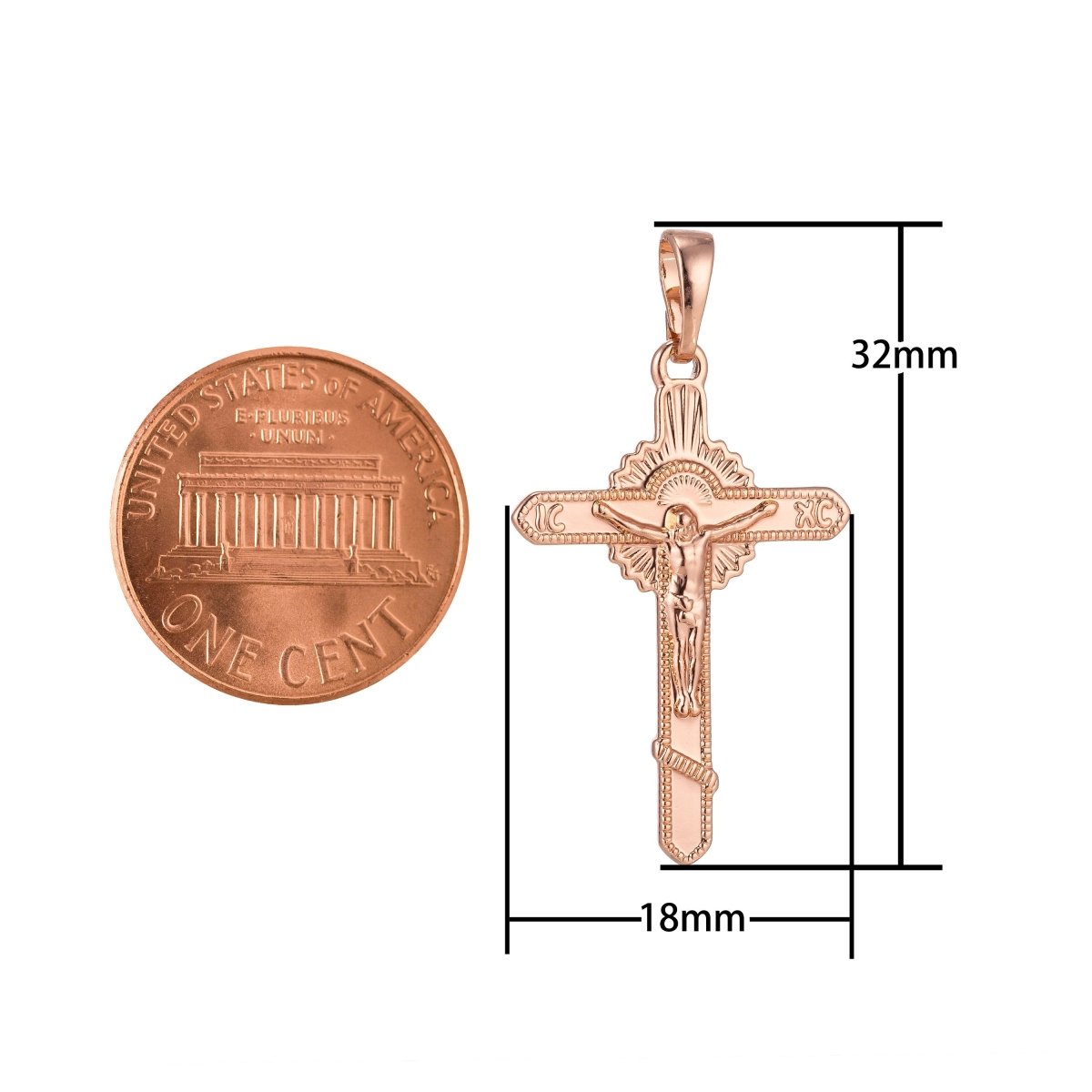 Jesus on the Cross Charm, 18K Gold Filled Pendant Dainty Cross Necklace Charm for Jewelry Making H-880 - DLUXCA