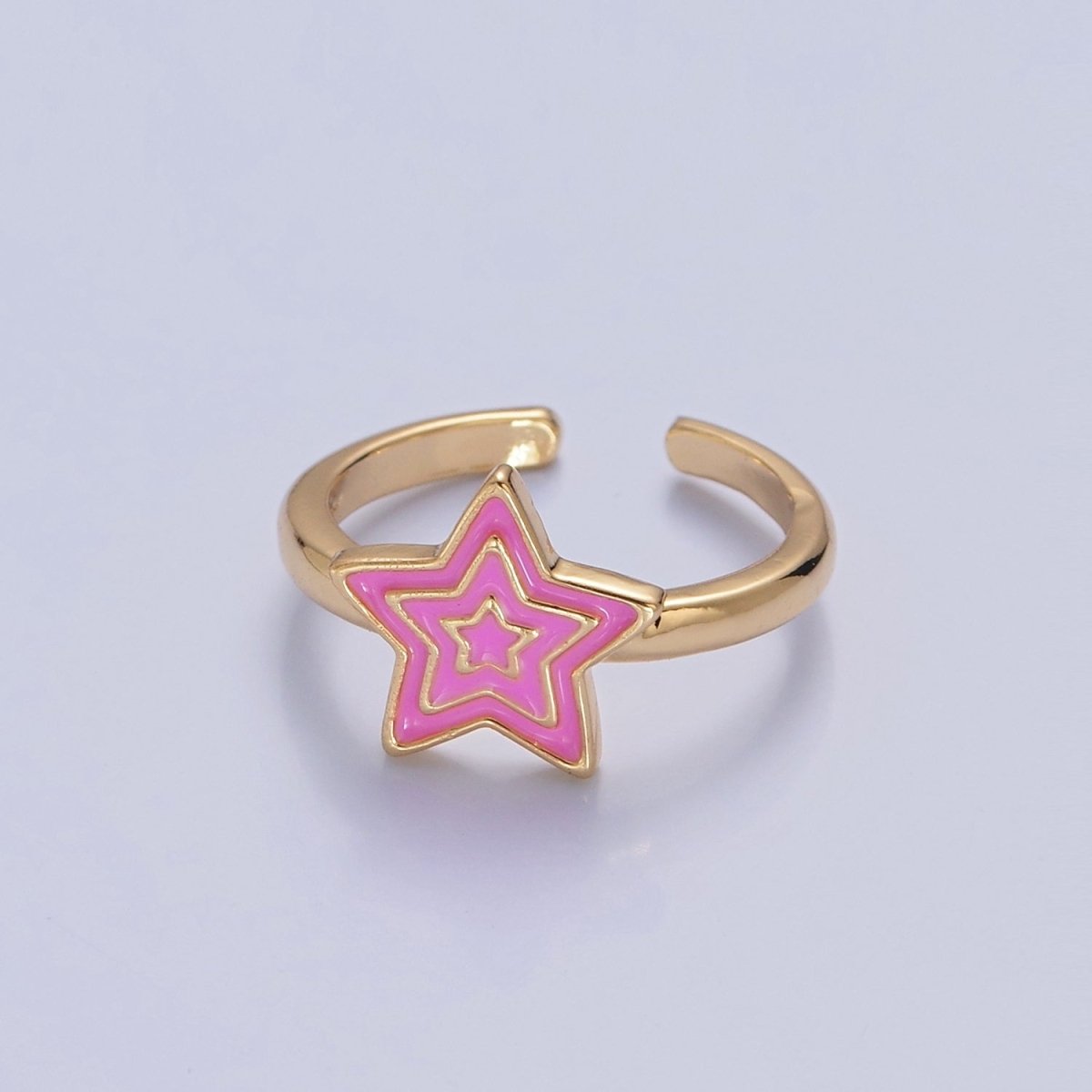 Kawaii Star Ring for Kids Jewelry Open Adjustable Ring O-2212 O-2213 O-2214 - DLUXCA