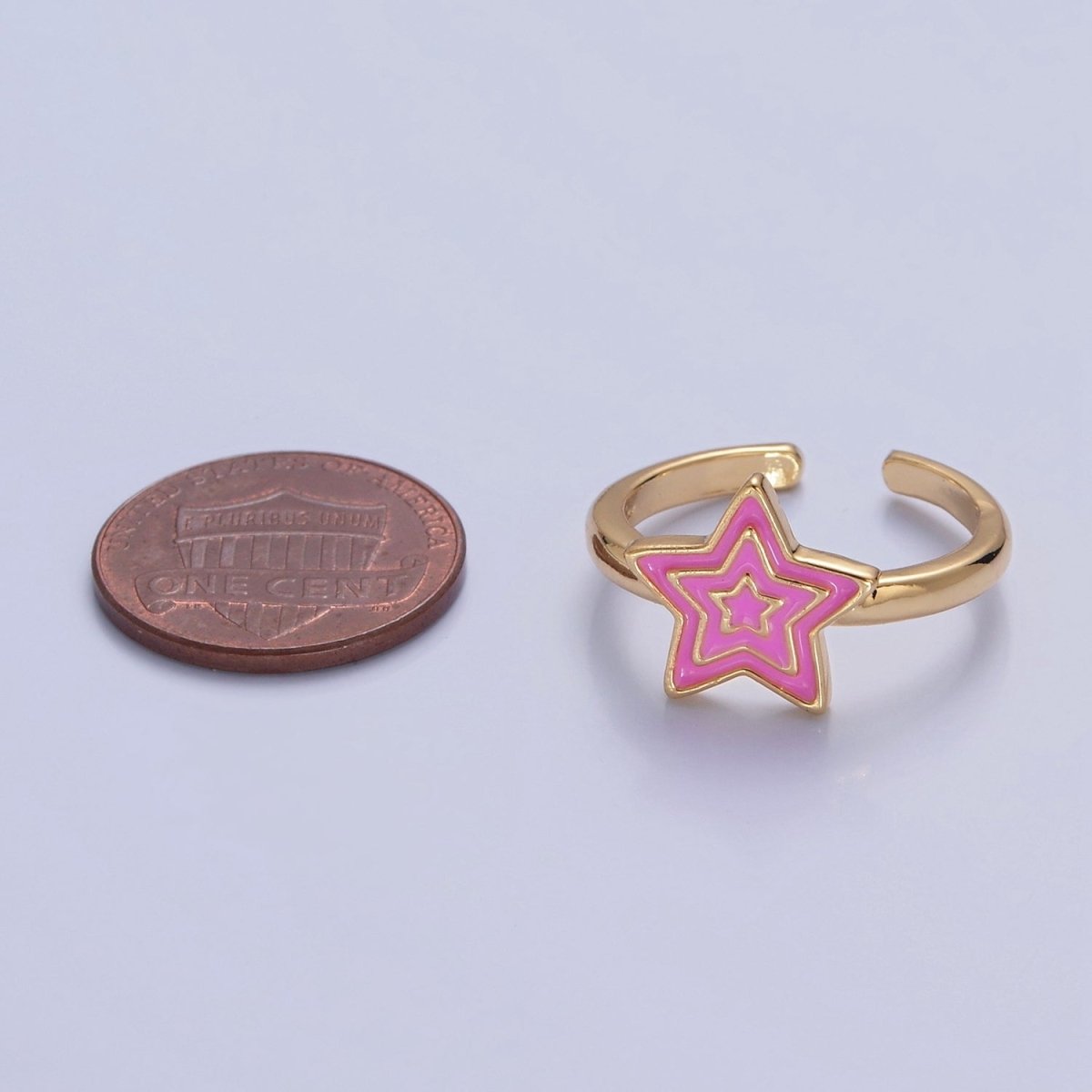 Kawaii Star Ring for Kids Jewelry Open Adjustable Ring O-2212 O-2213 O-2214 - DLUXCA